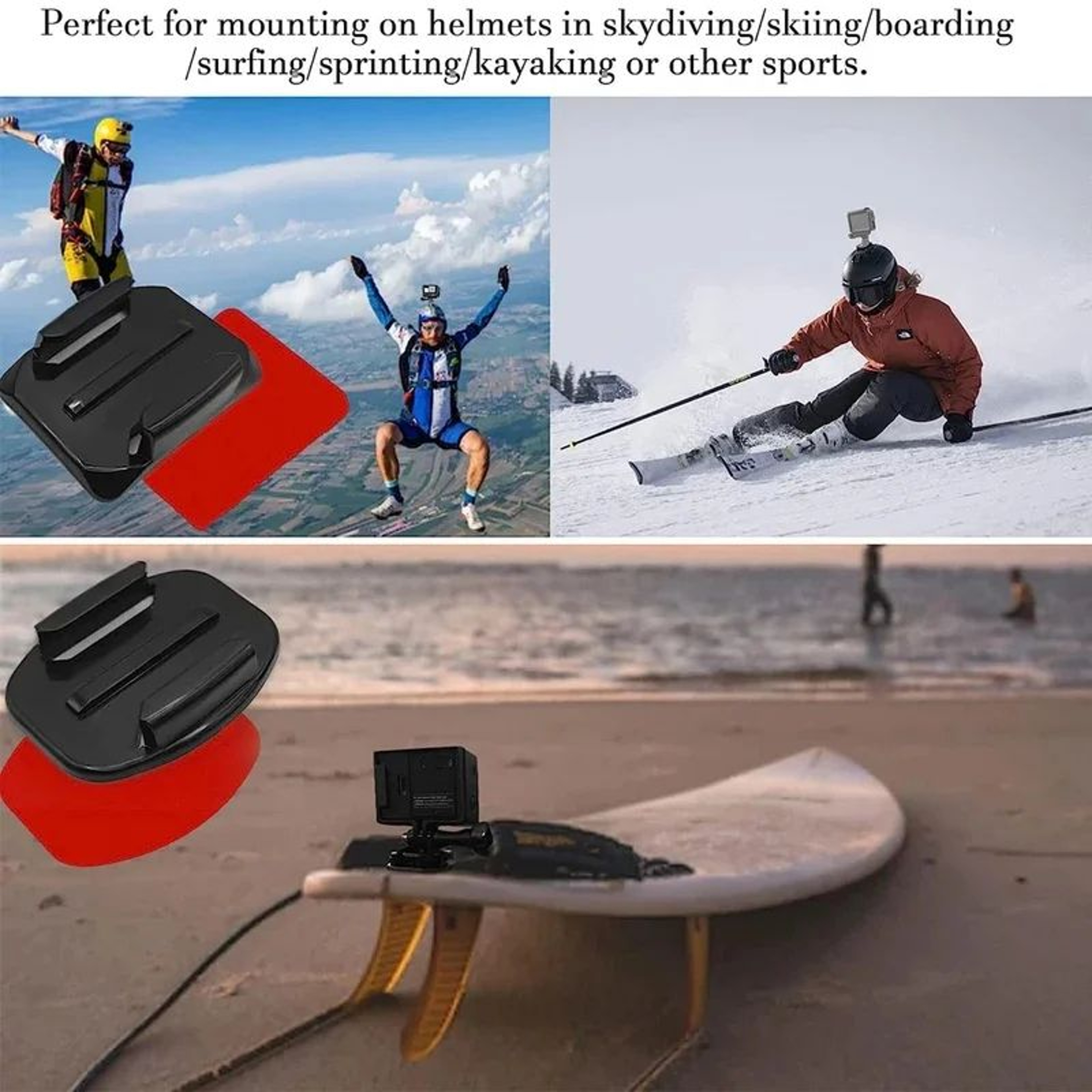 Curved Flat Adhesive Action Camera Helmet Mounts 3