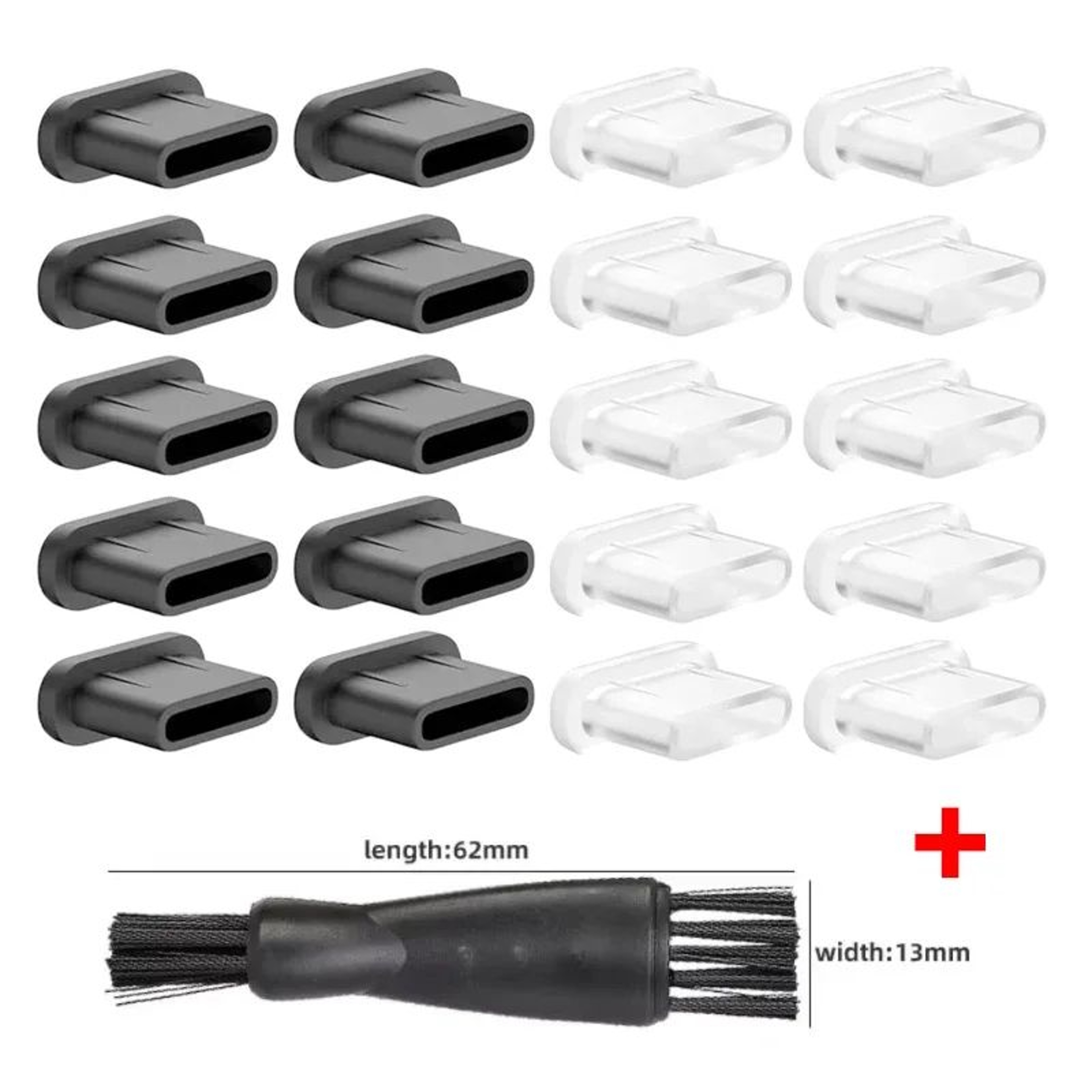 USB C Silicone Dust Plug And Cleaning Brush Kit 15