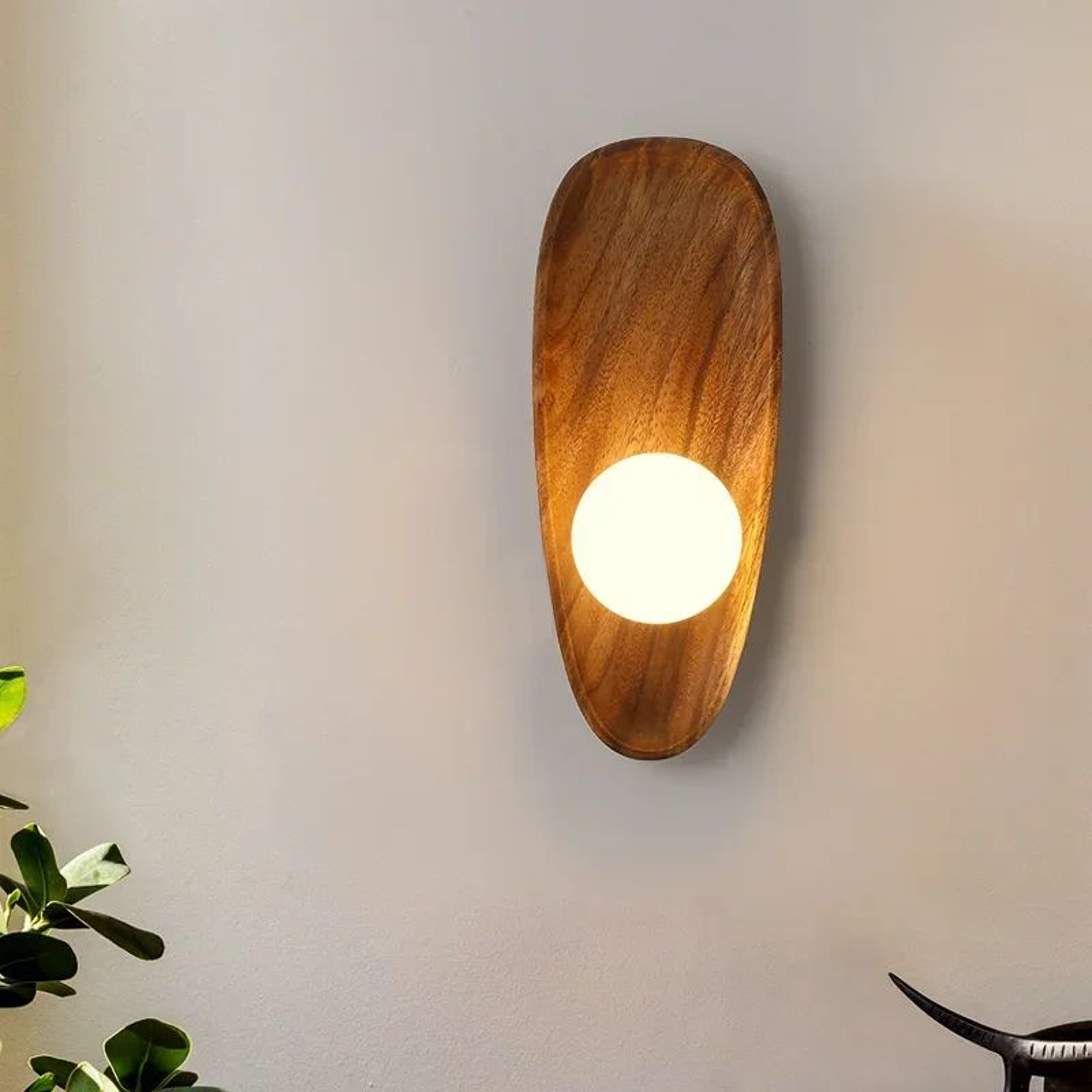 Vintage Wooden Glass Wall Sconce 4