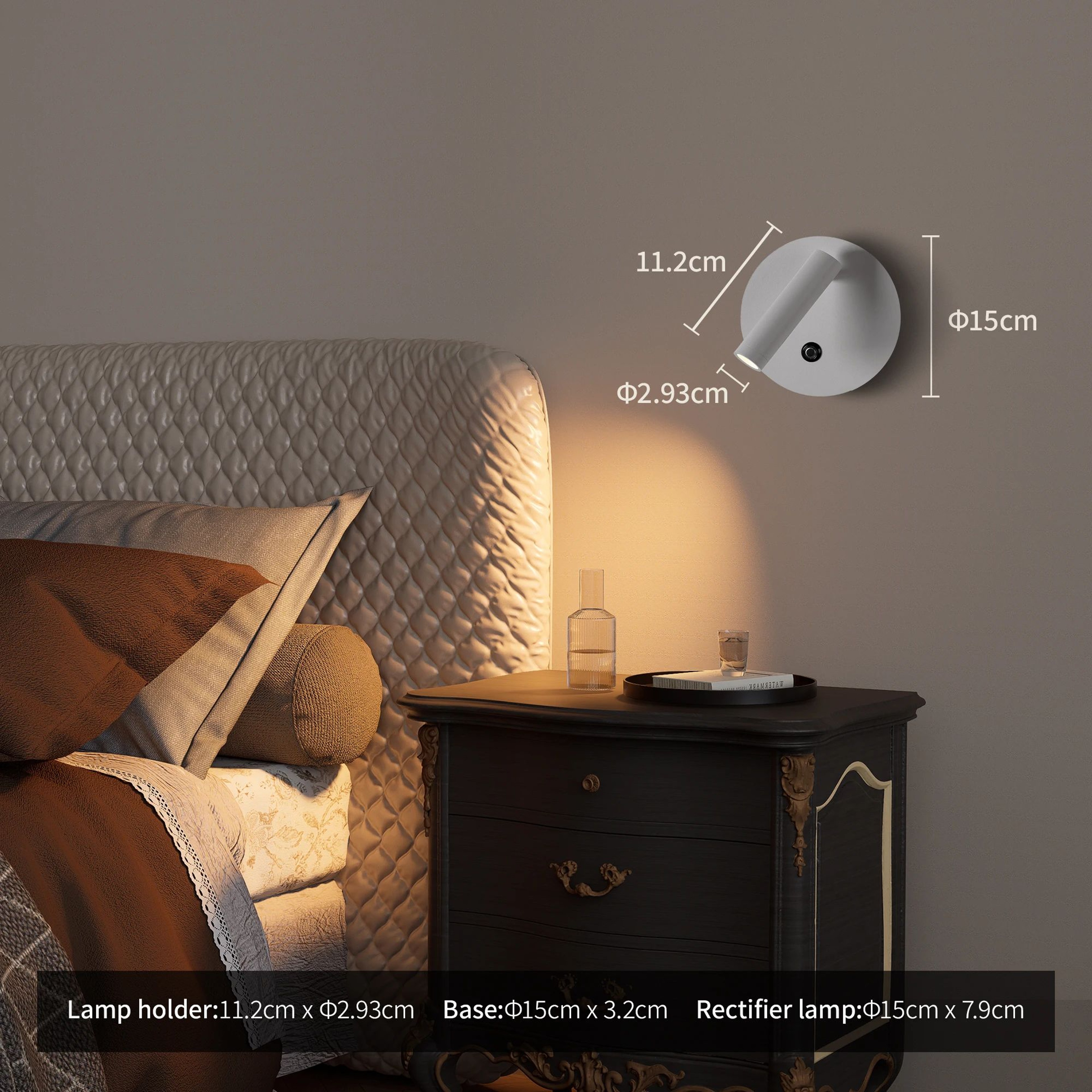 Aisilan Dimmable LED Bedside Reading Wall Light 3