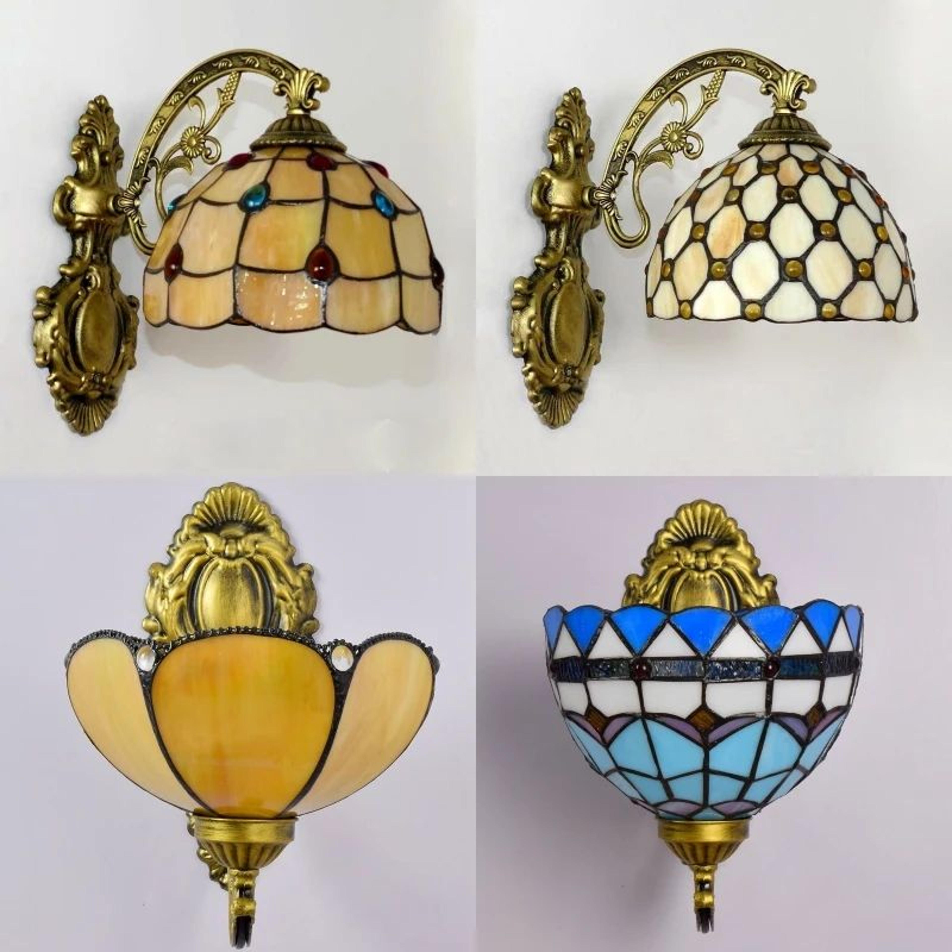 Vintage Tiffany Stained Glass Wall Sconce 1