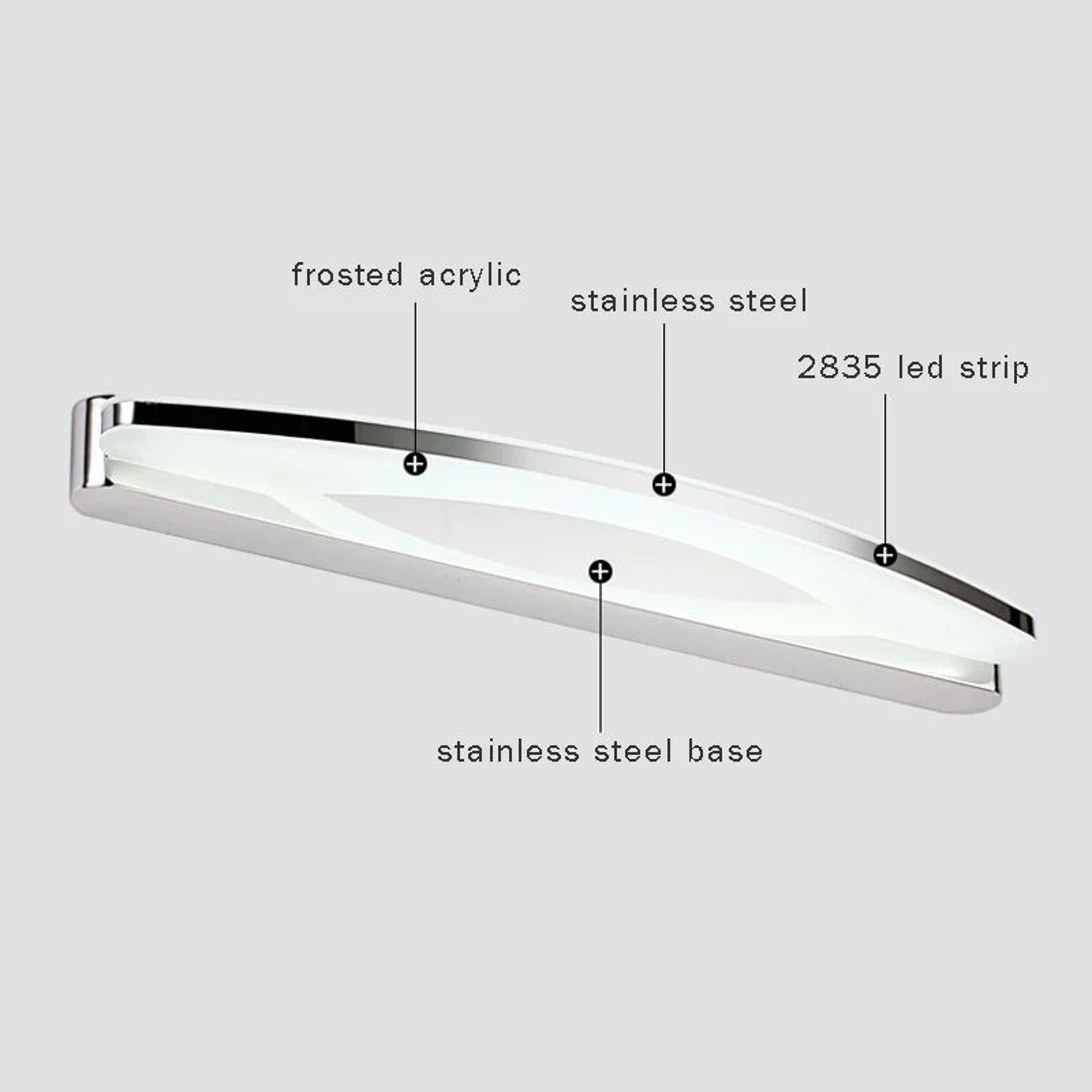 Modern Stainless Steel LED Bathroom Mirror Light 1
