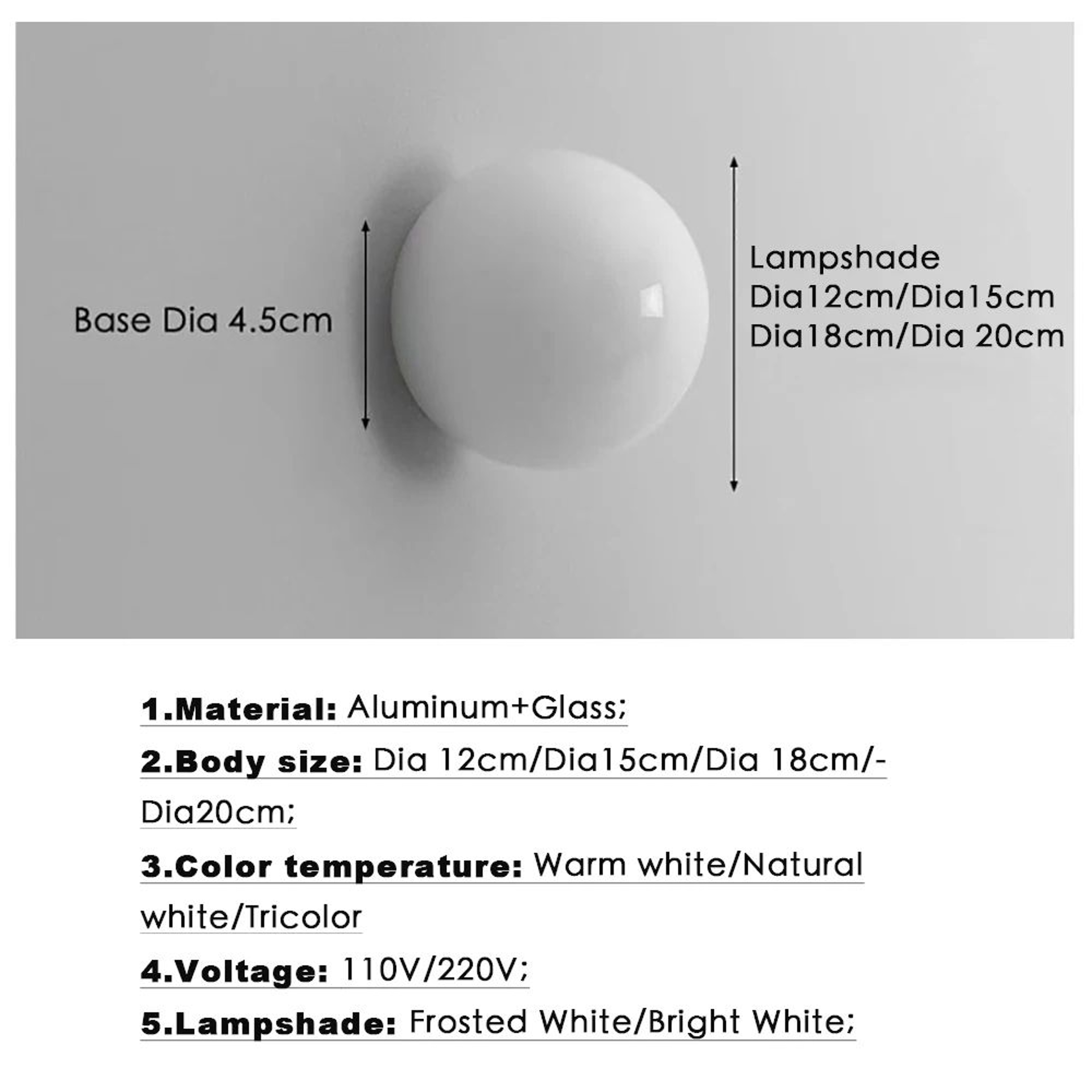 French Bauhaus Glass Globe Wall Sconce 3