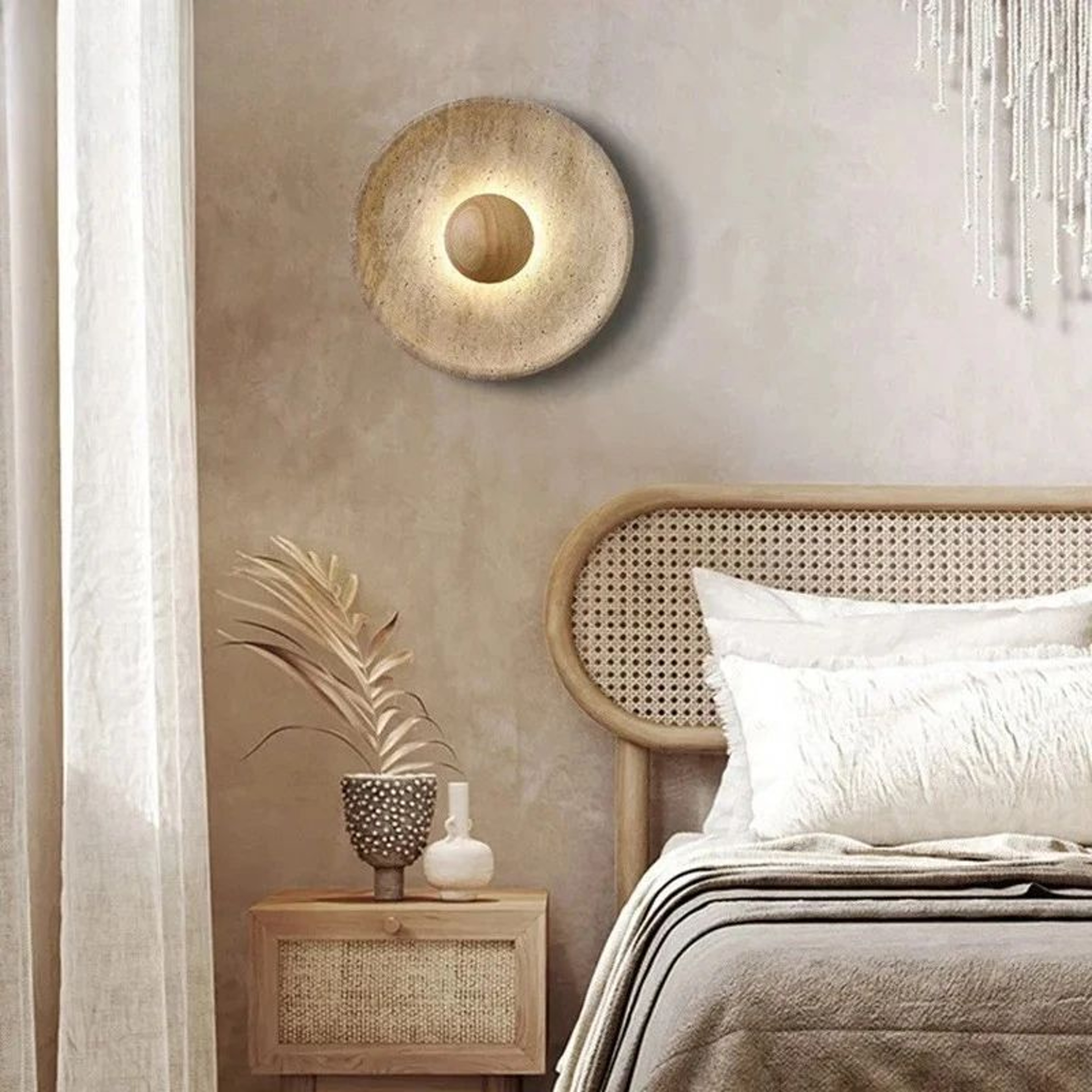 Wabi Sabi Natural Stone Round LED Wall Lamp 1