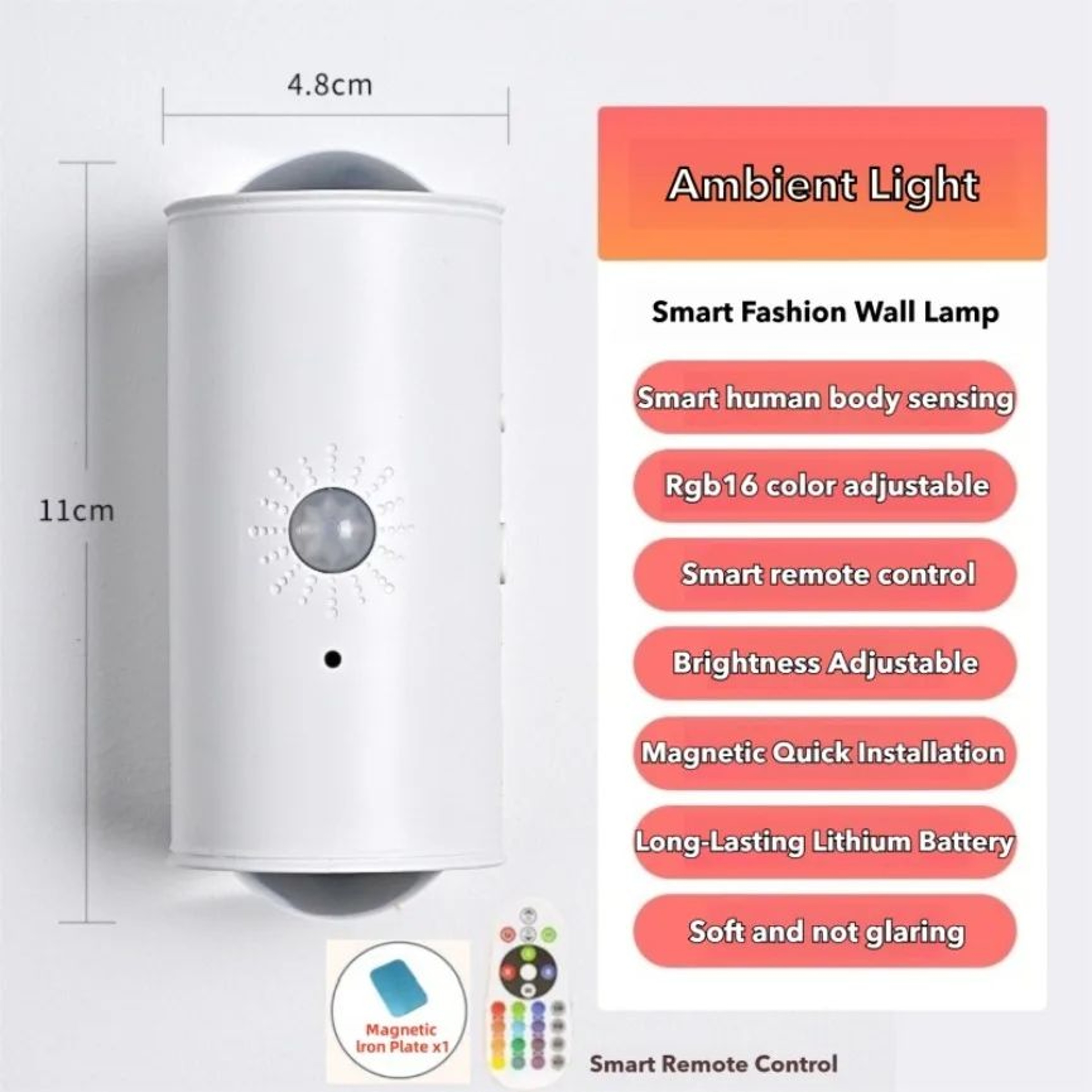 Smart RGB Motion Sensor Magnetic Wall Light 5