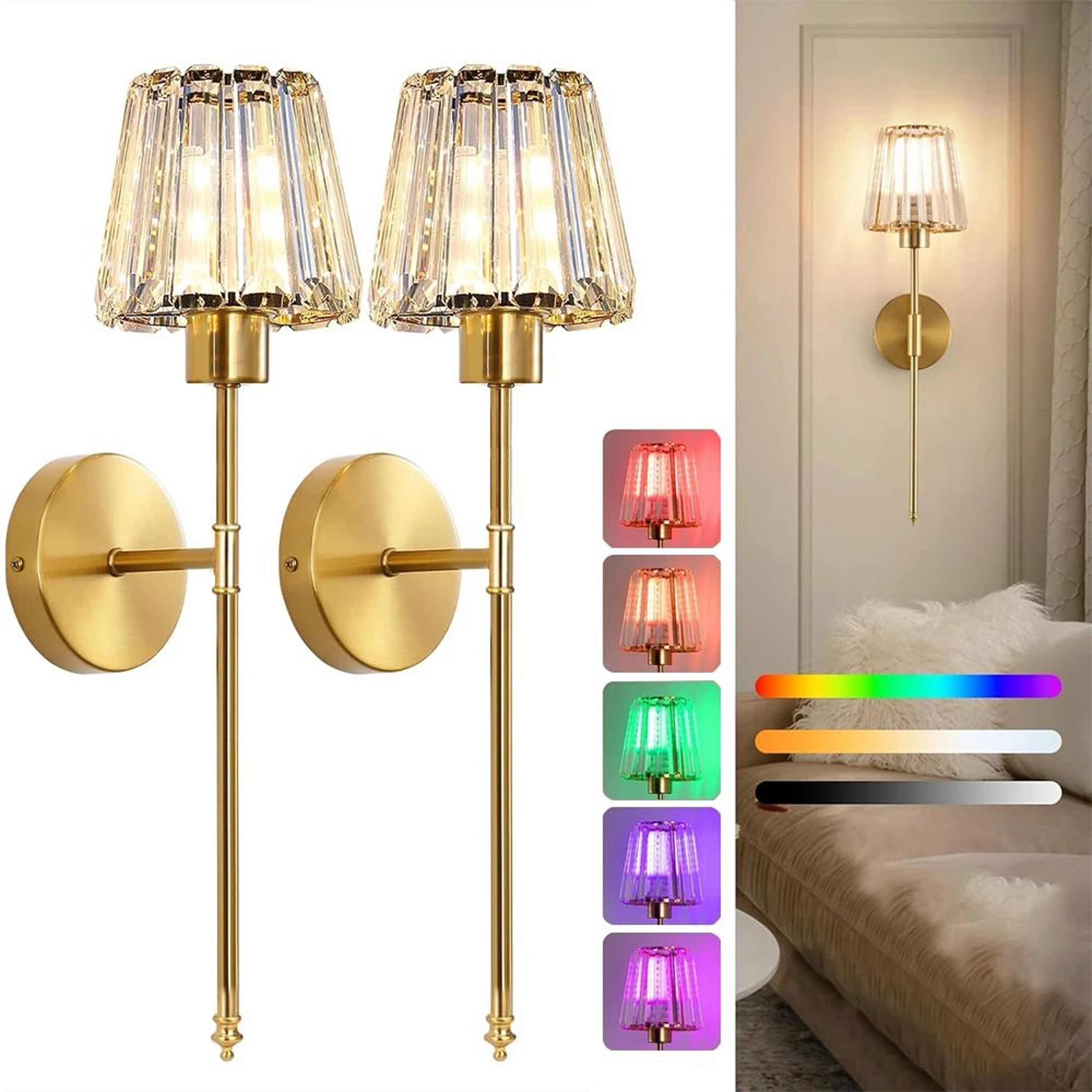 Wireless Rechargeable Crystal Wall Sconce 1