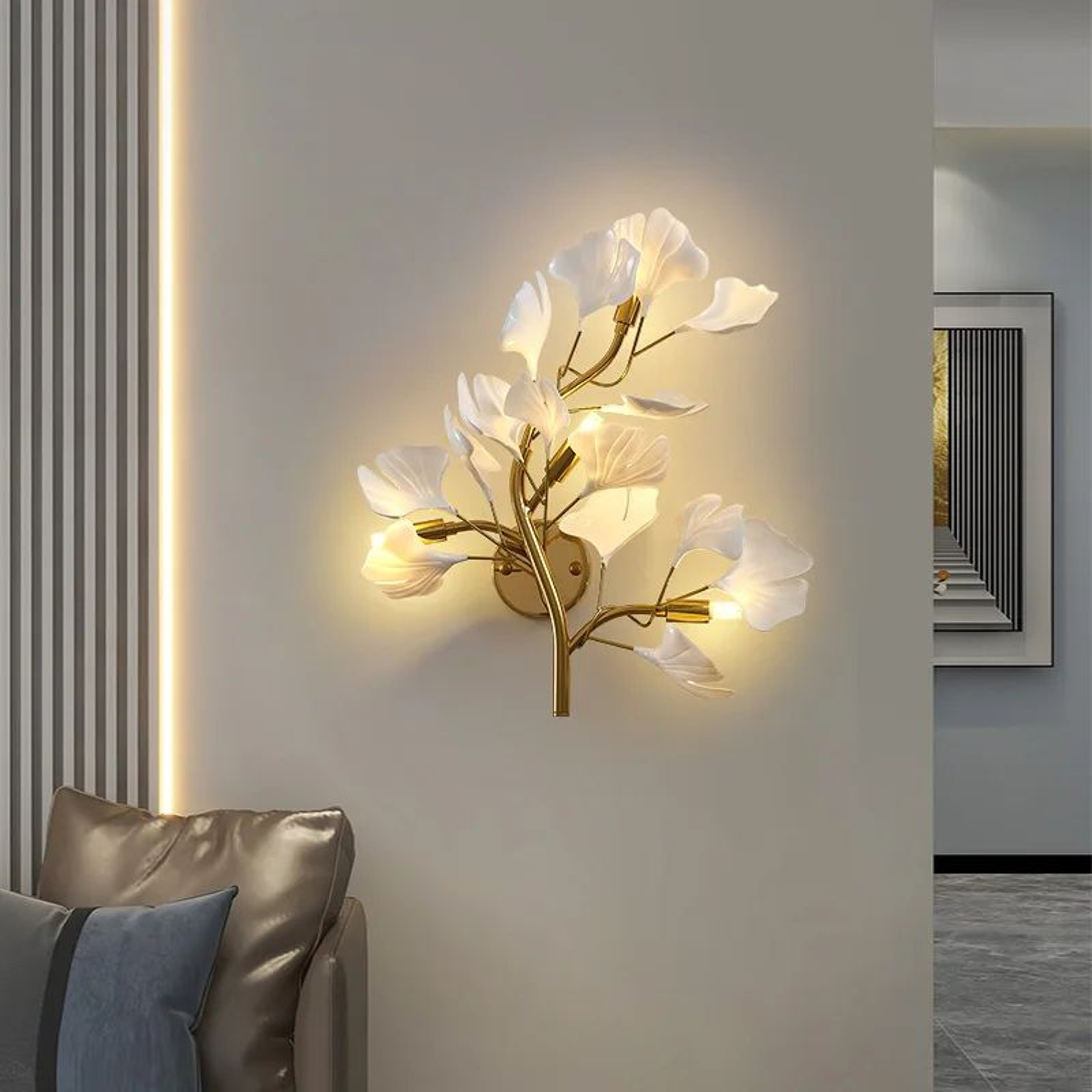 Luxury Acrylic Ginkgo Leaf LED Wall Sconce 1