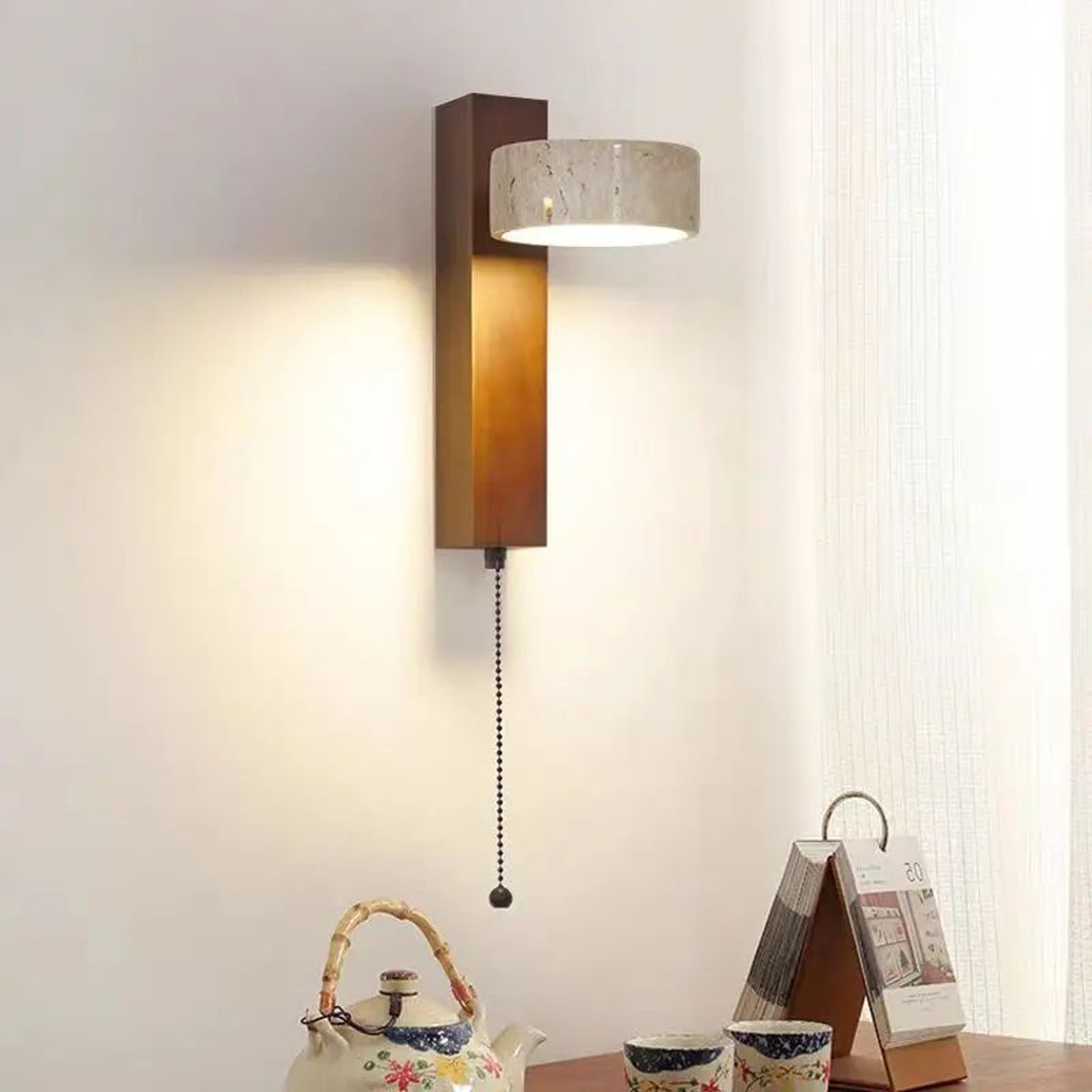 Wabi Sabi Travertine Rotatable LED Wall Light 4