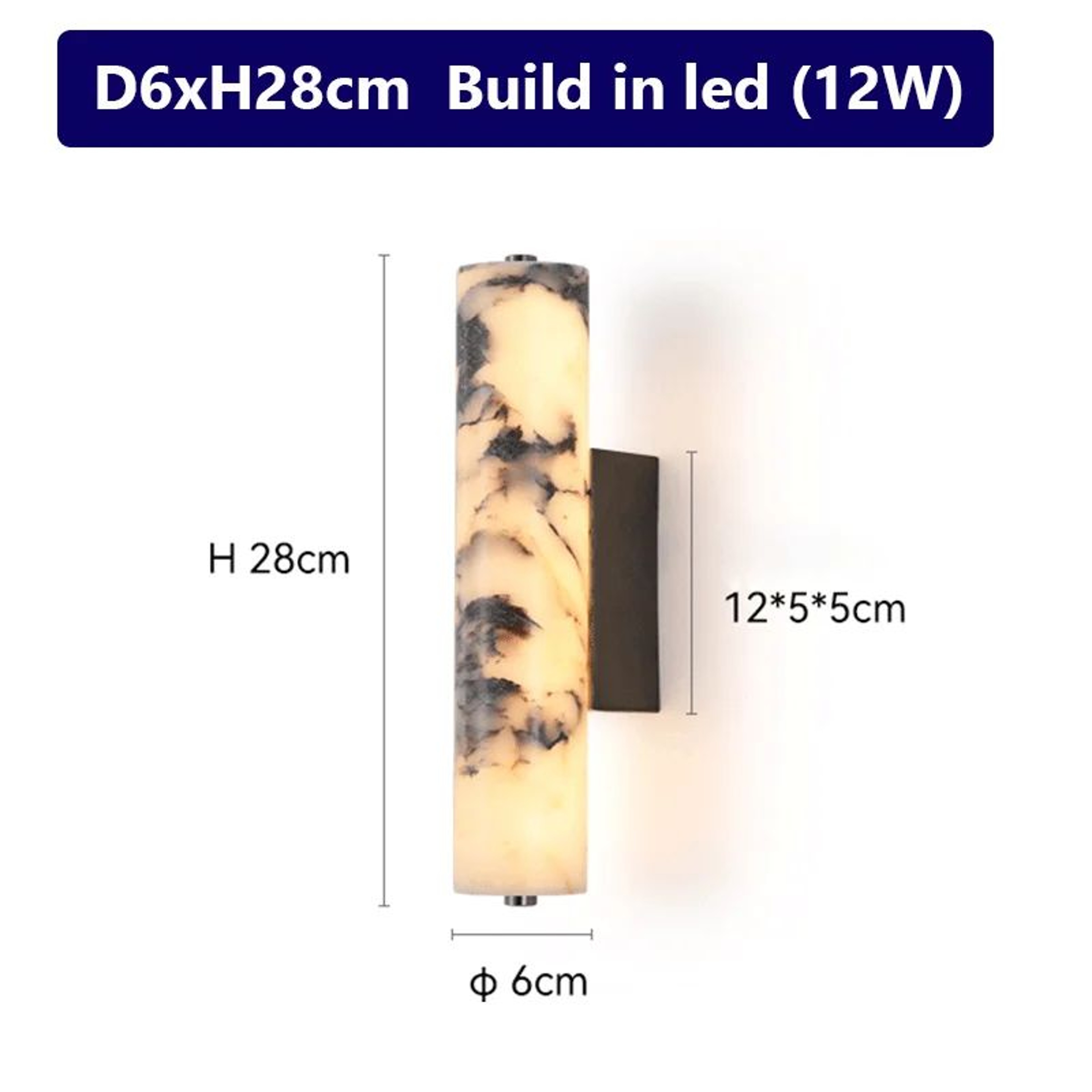 Lunara Black Marble Wall Sconce 6