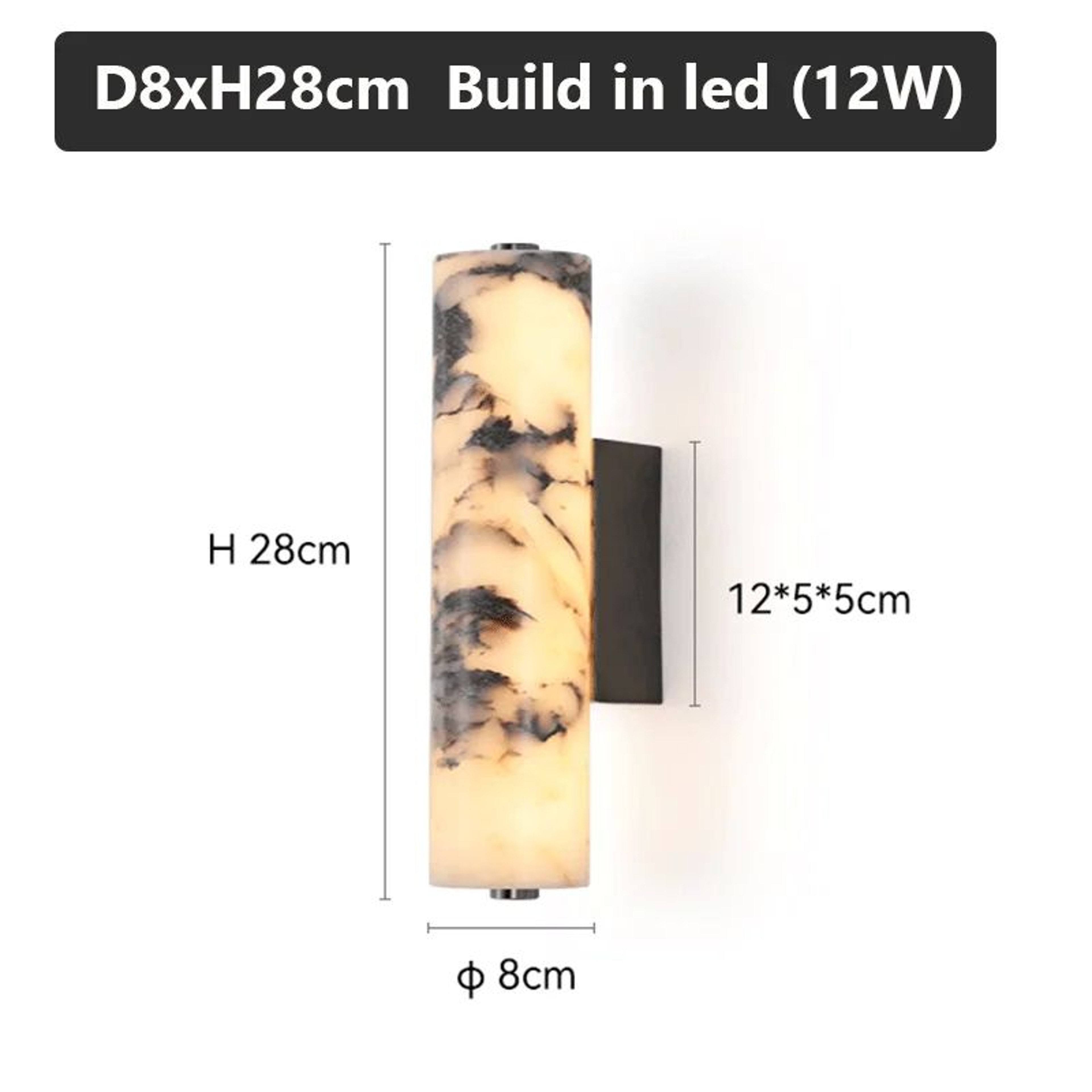 Lunara Black Marble Wall Sconce 7