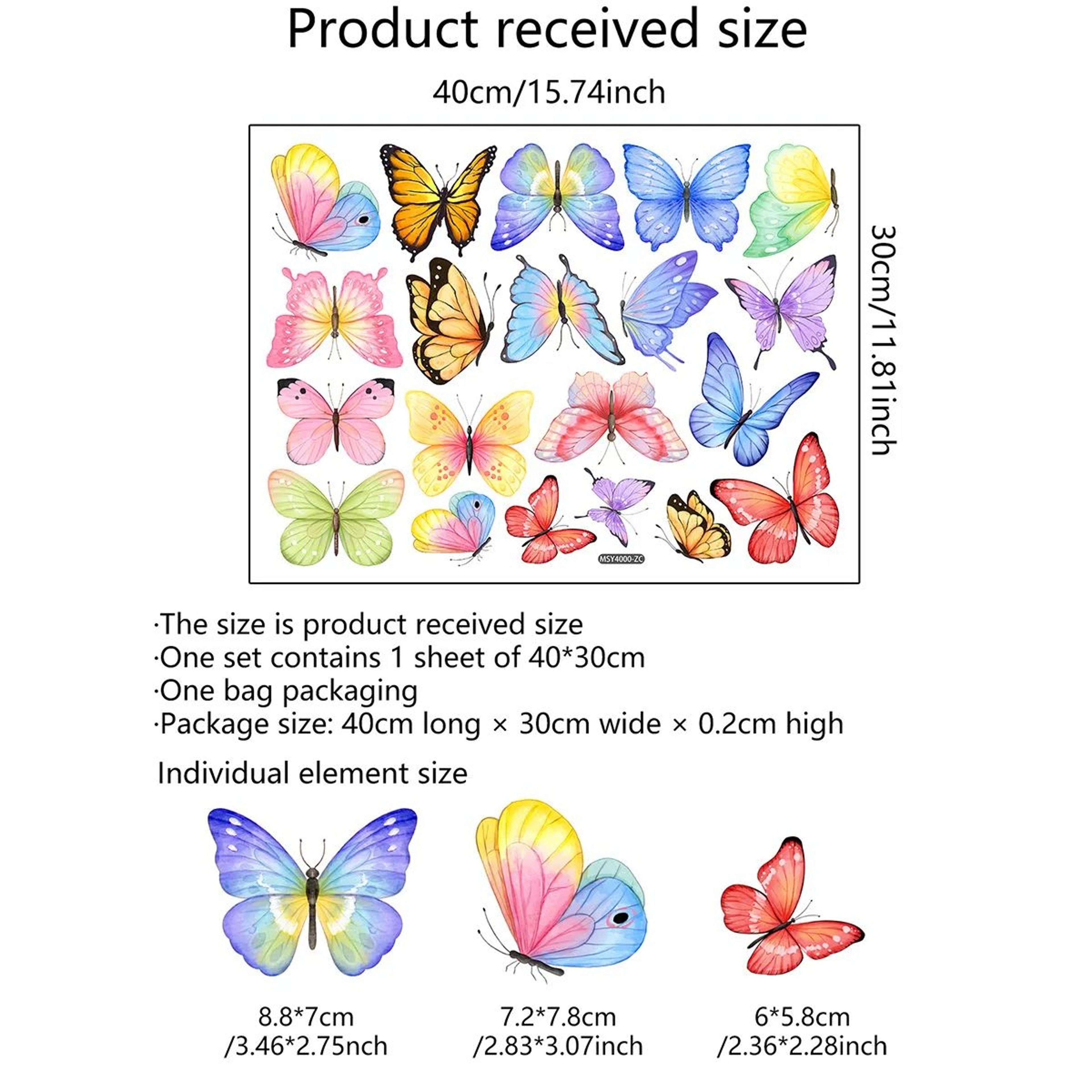 Fluttera Watercolor Butterfly Wall Decals 1