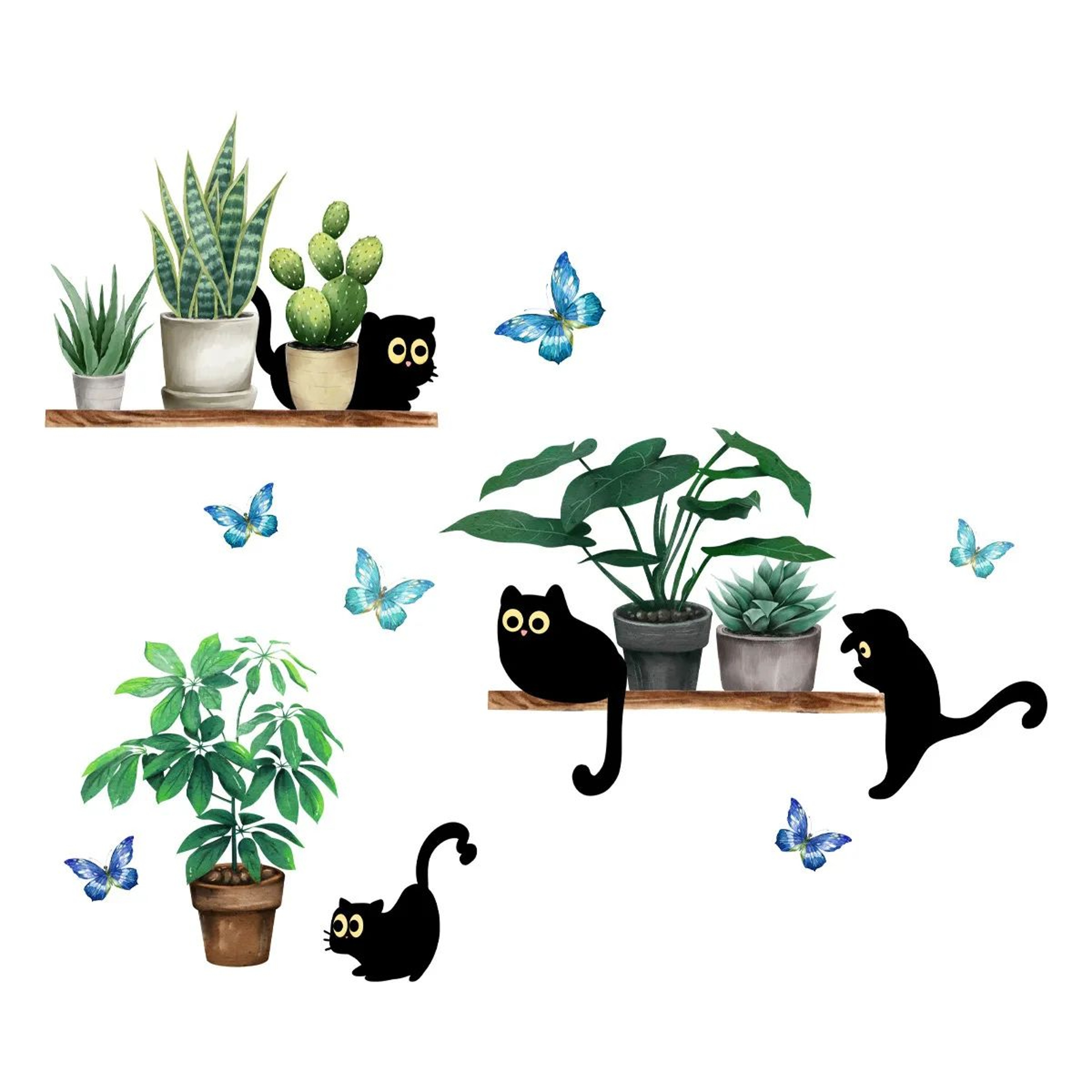 Whiskerleaf Kitten And Plant Wall Decal 5