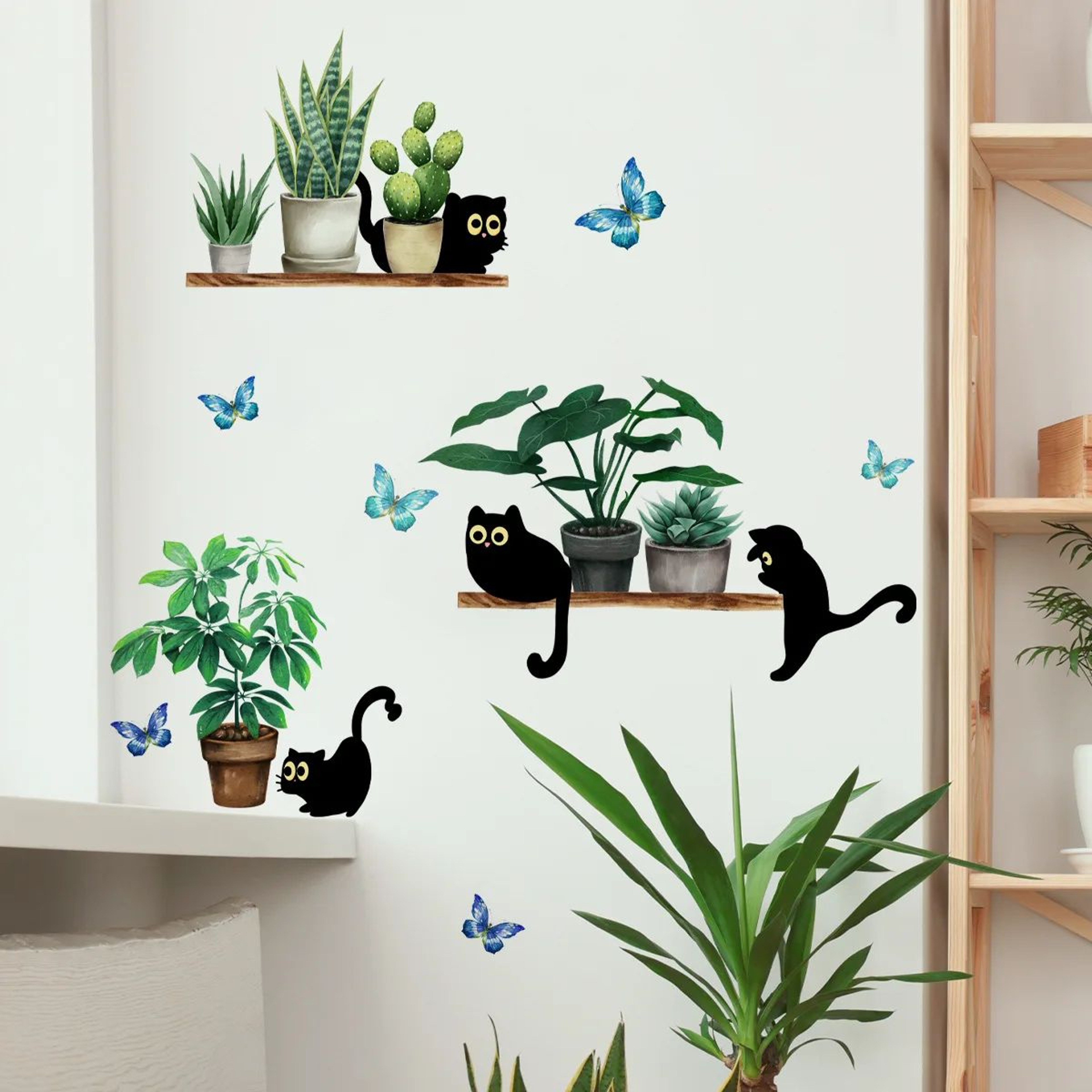 Whiskerleaf Kitten And Plant Wall Decal 0