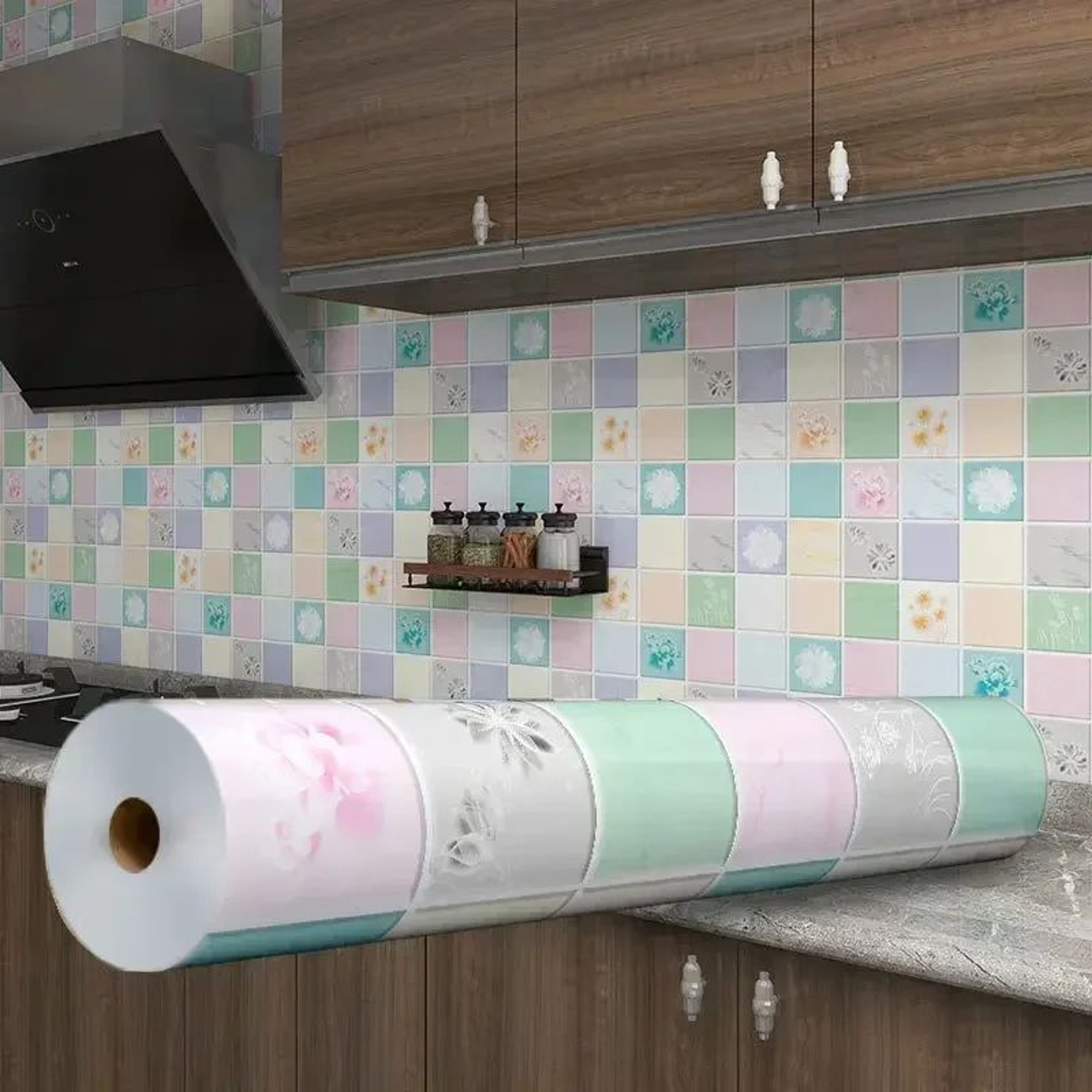 HeatShield Oil Proof Peel And Stick Kitchen Wallpaper 1