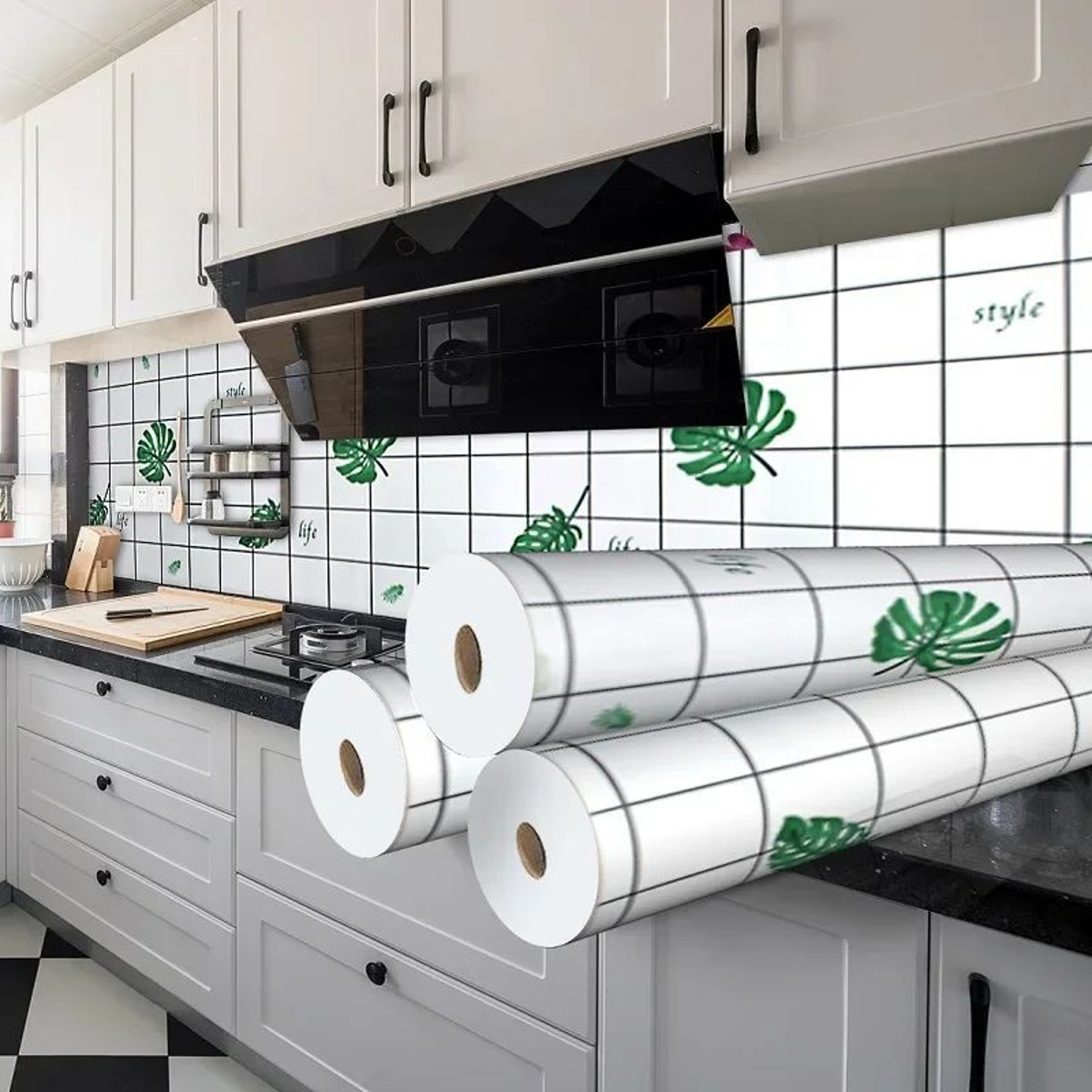 HeatShield Oil Proof Peel And Stick Kitchen Wallpaper 14