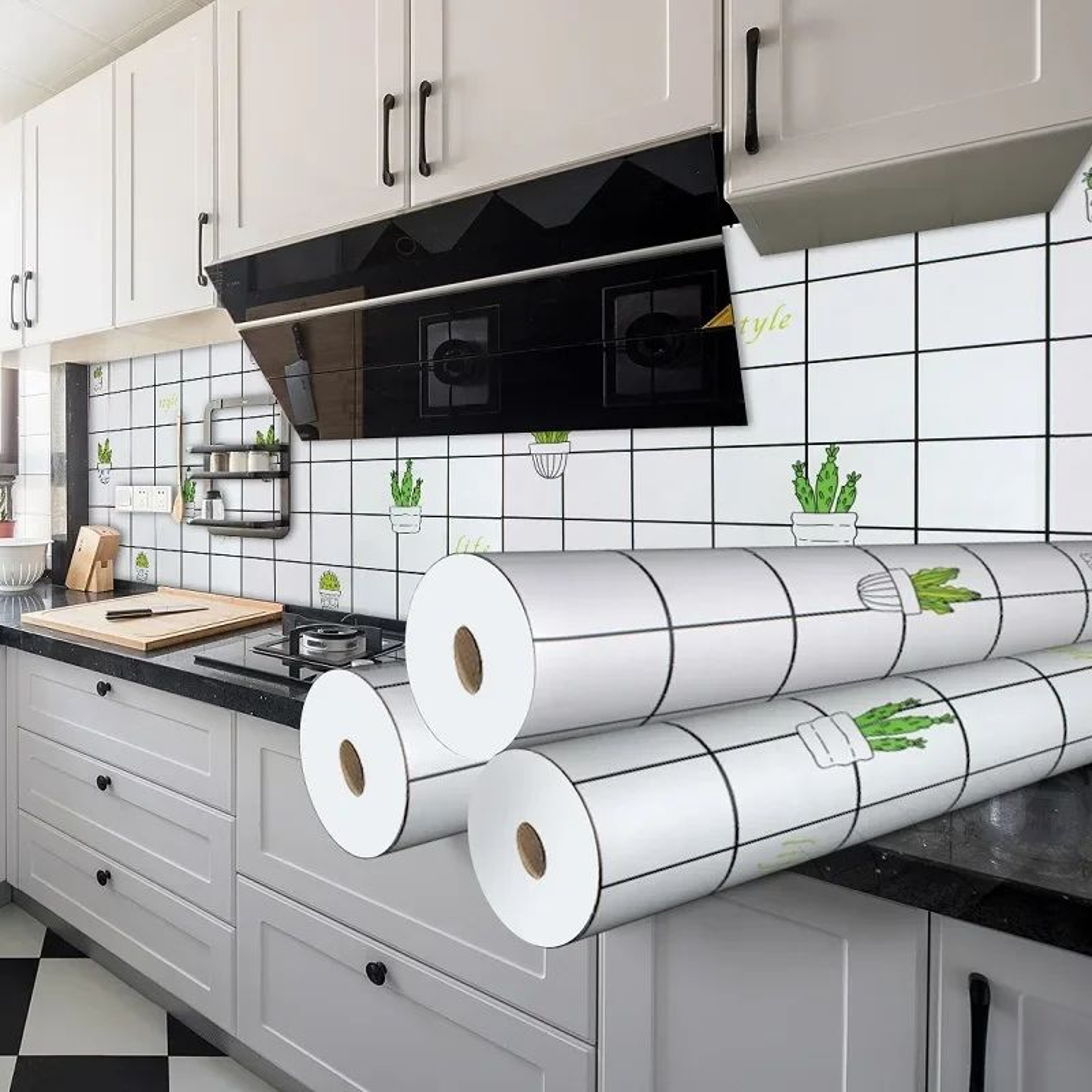 HeatShield Oil Proof Peel And Stick Kitchen Wallpaper 20