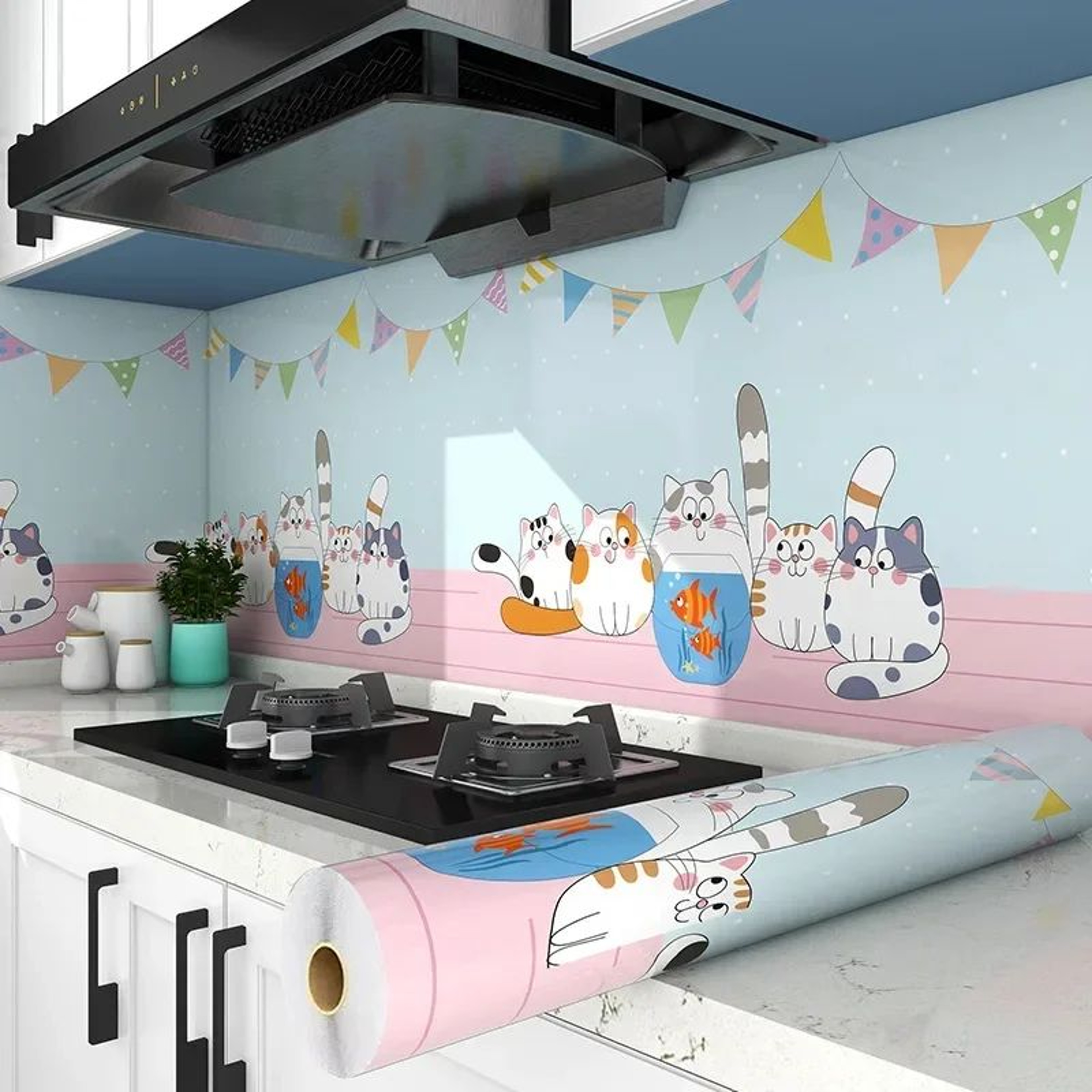 HeatShield Oil Proof Peel And Stick Kitchen Wallpaper 15