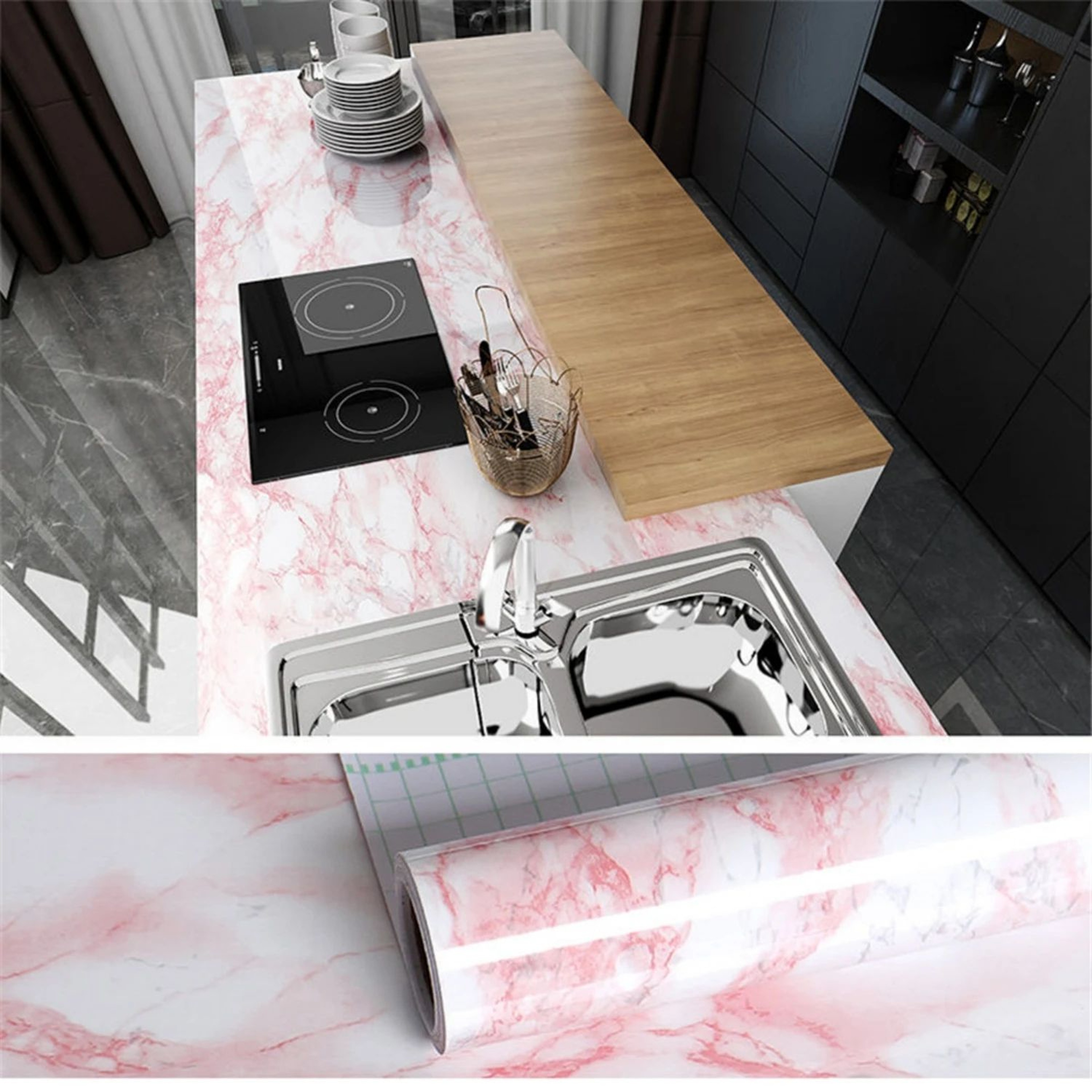 Pearlisse Pink Marble Peel And Stick Wallpaper 10