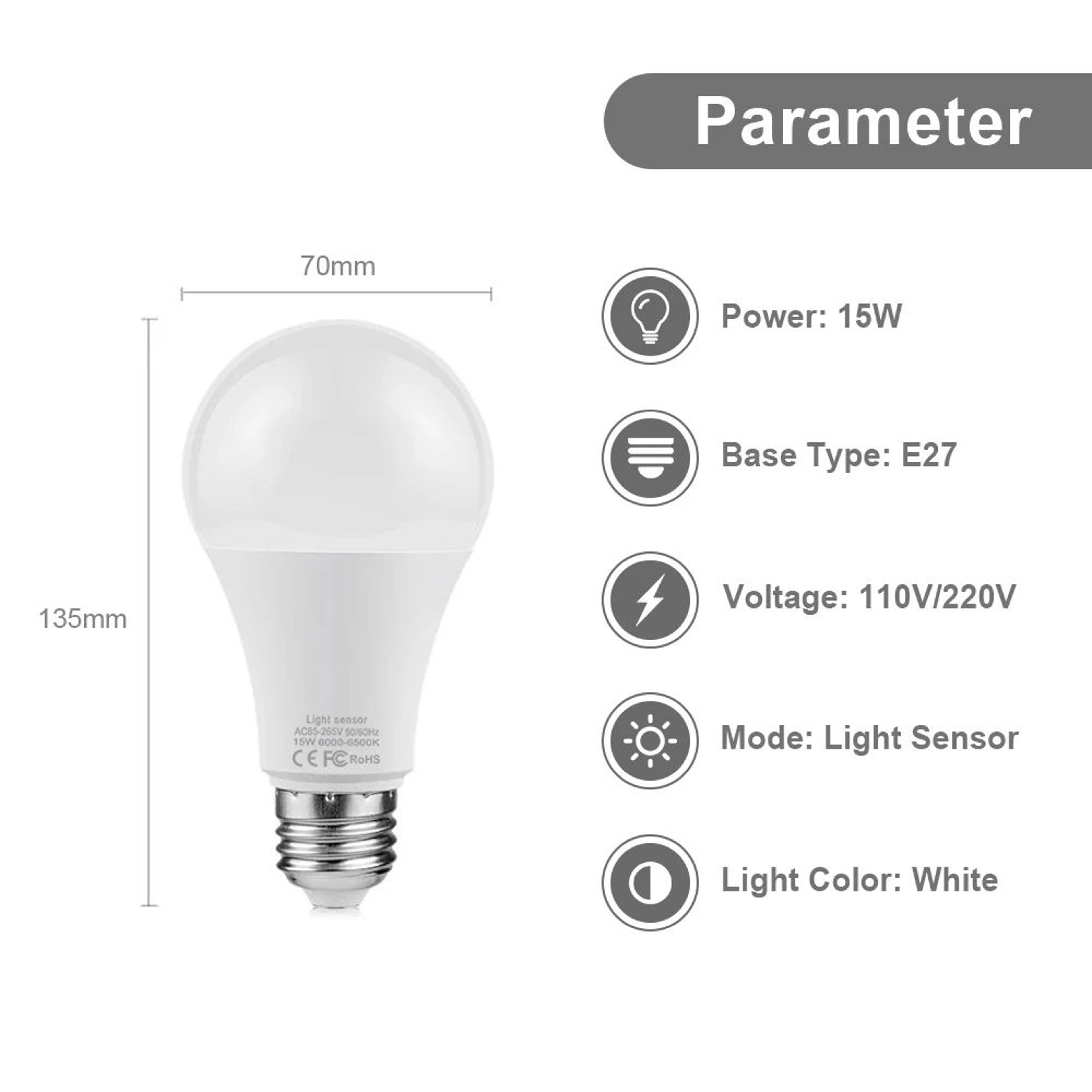 DawnGlow 15W Automatic Dusk To Dawn LED Bulb 3