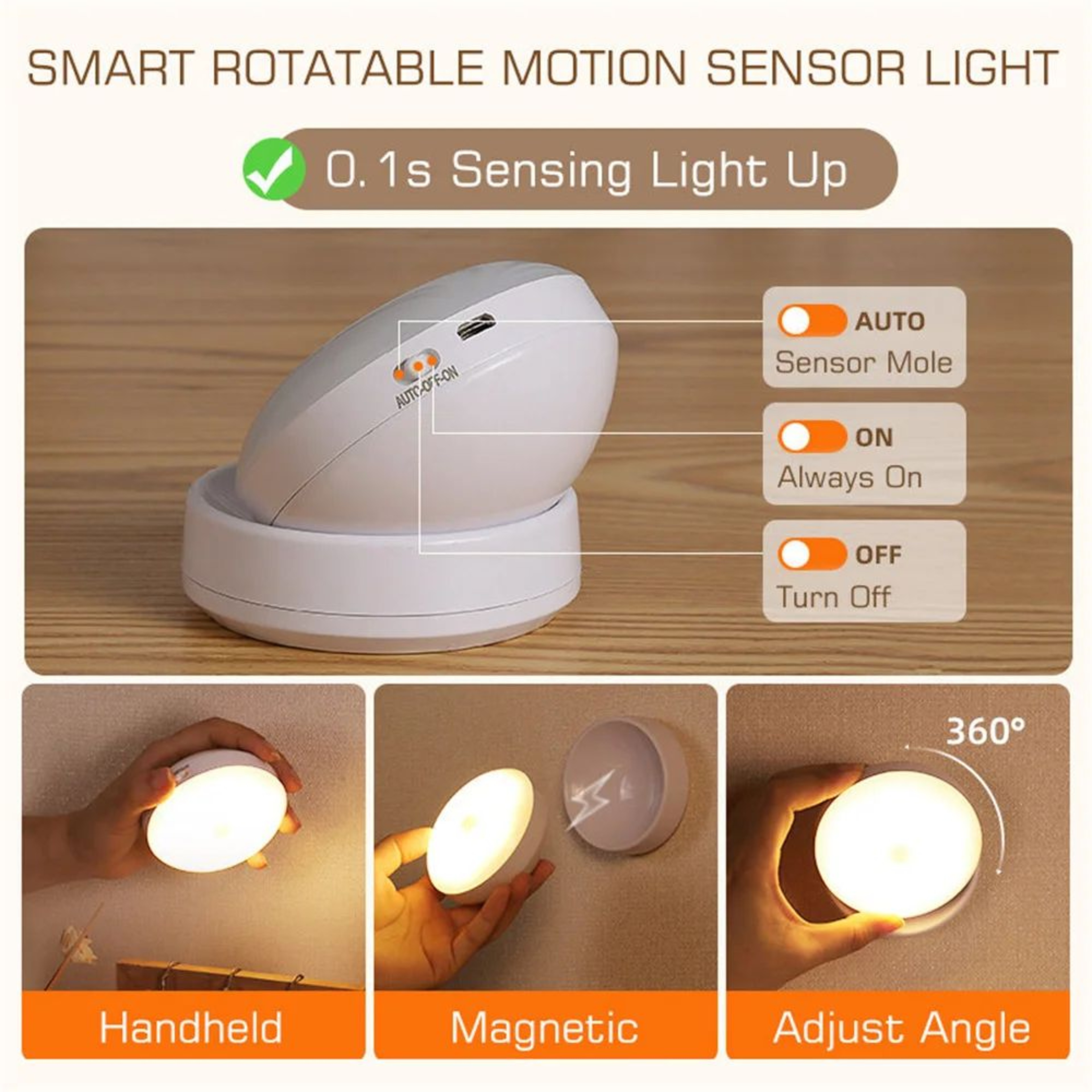 OrbitGlow 360 Rechargeable Motion Sensor Wall Light 1