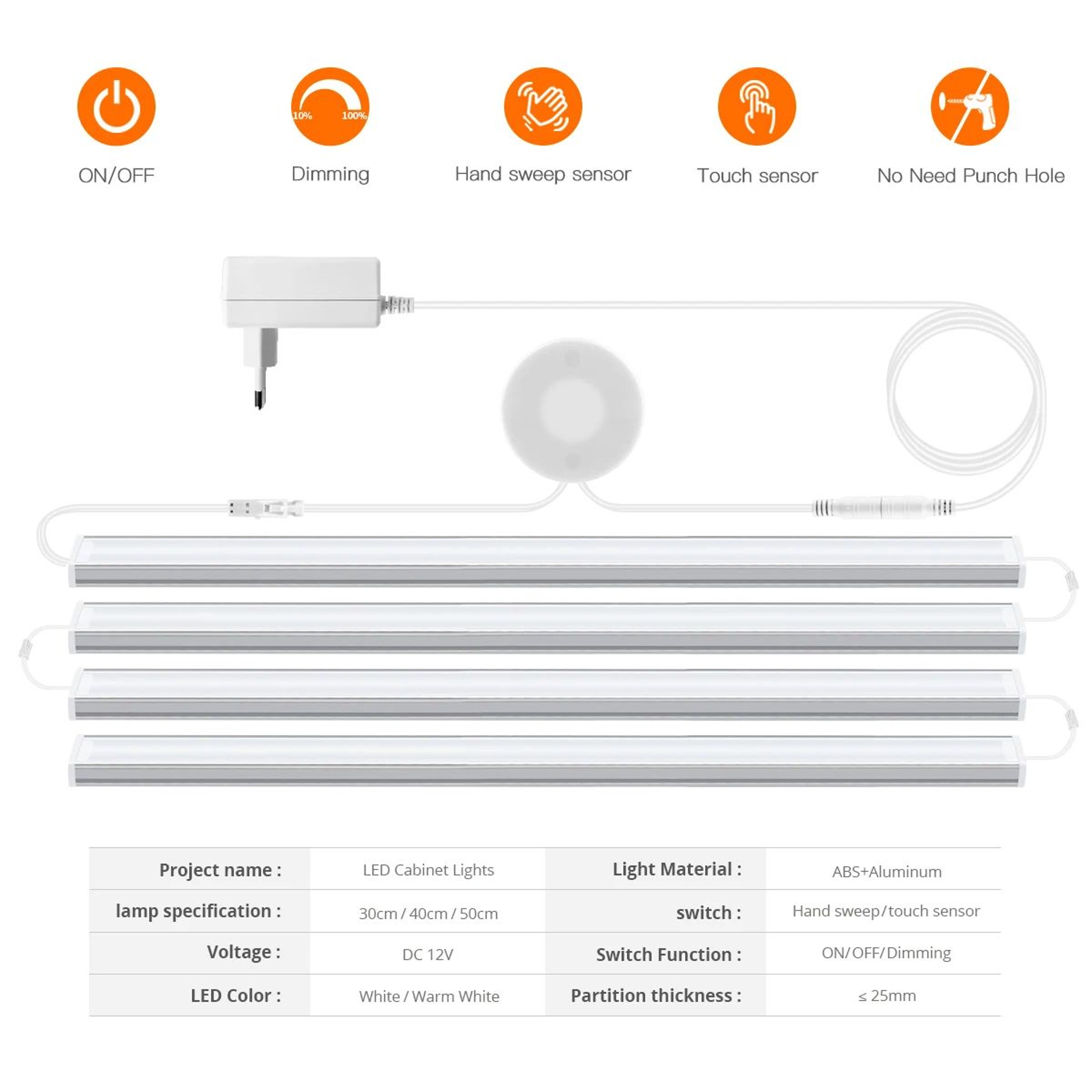 Dimmable Motion Sensor LED Under Cabinet Light Bar 2