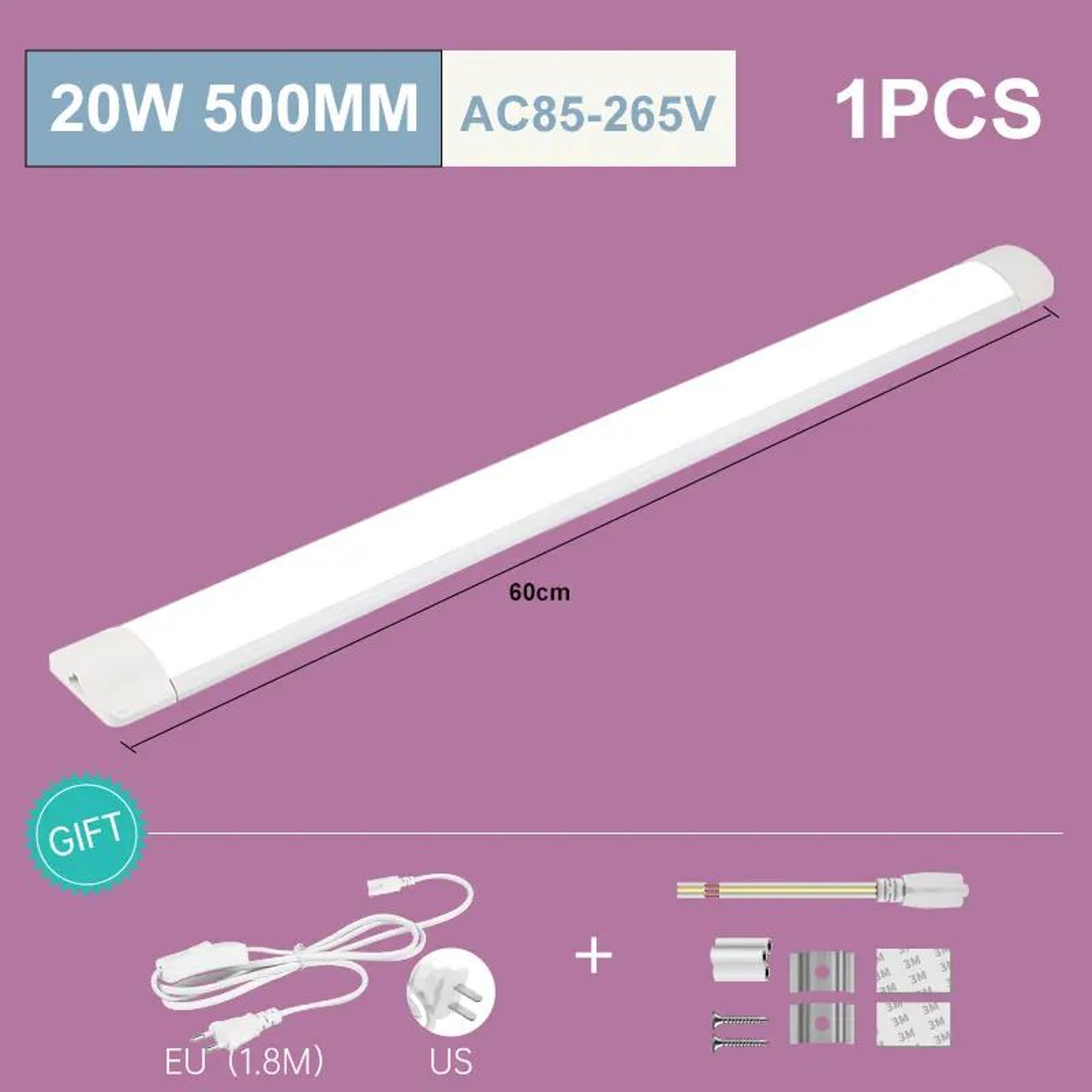 20W Three Color LED Tube Cabinet Light 7