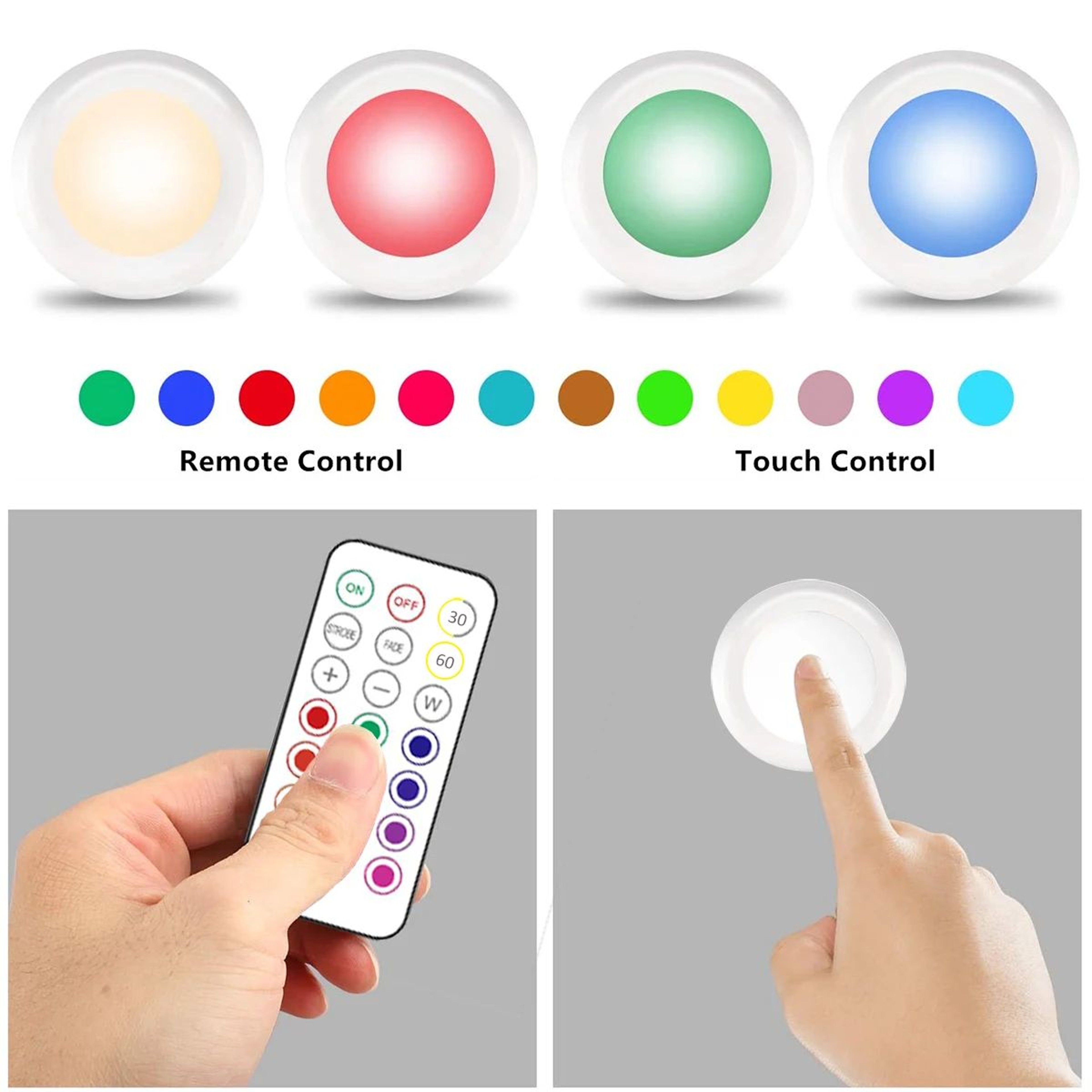 Wireless RGB Under Cabinet Puck Lights 1
