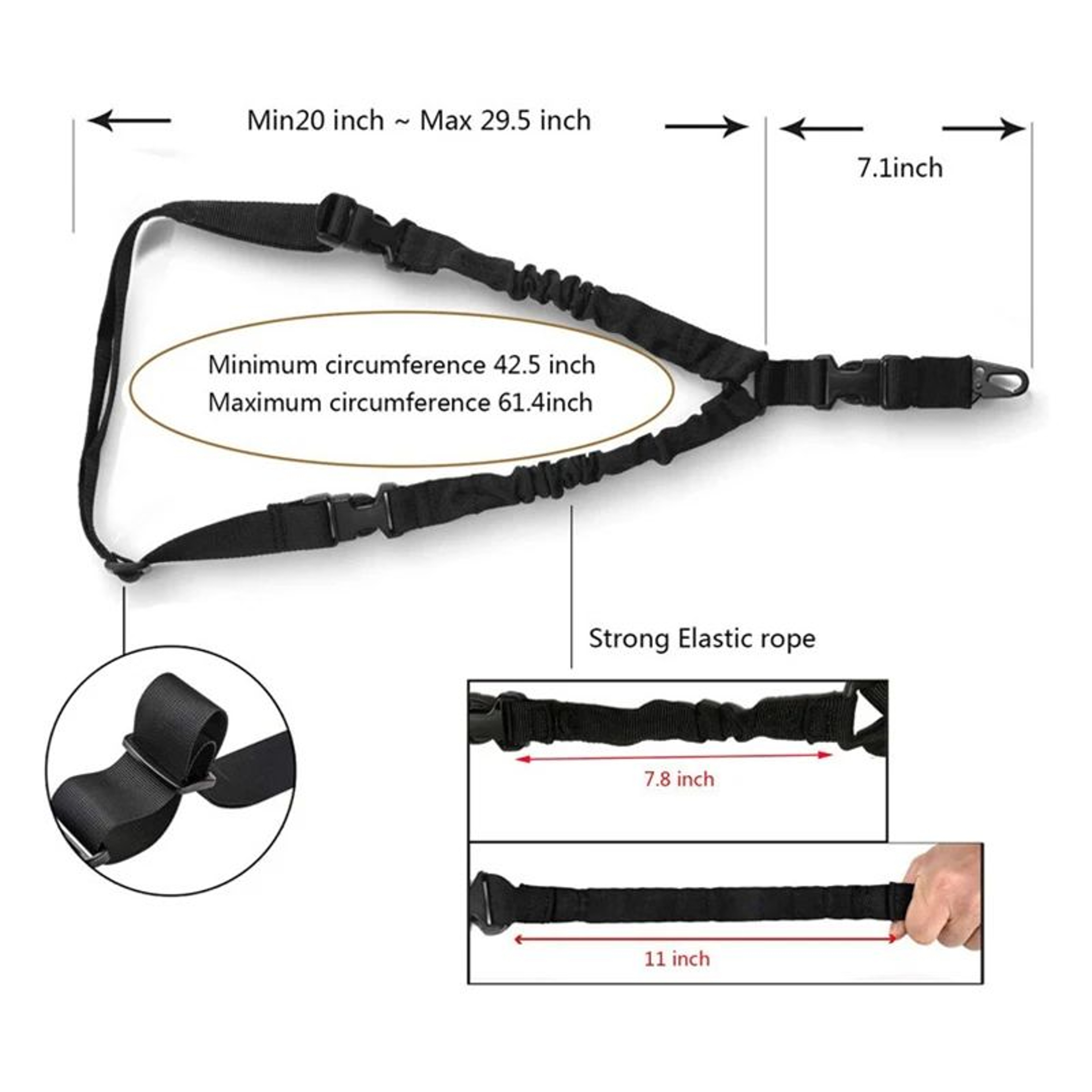 Adjustable 3 Point Bungee Equipment Sling 5