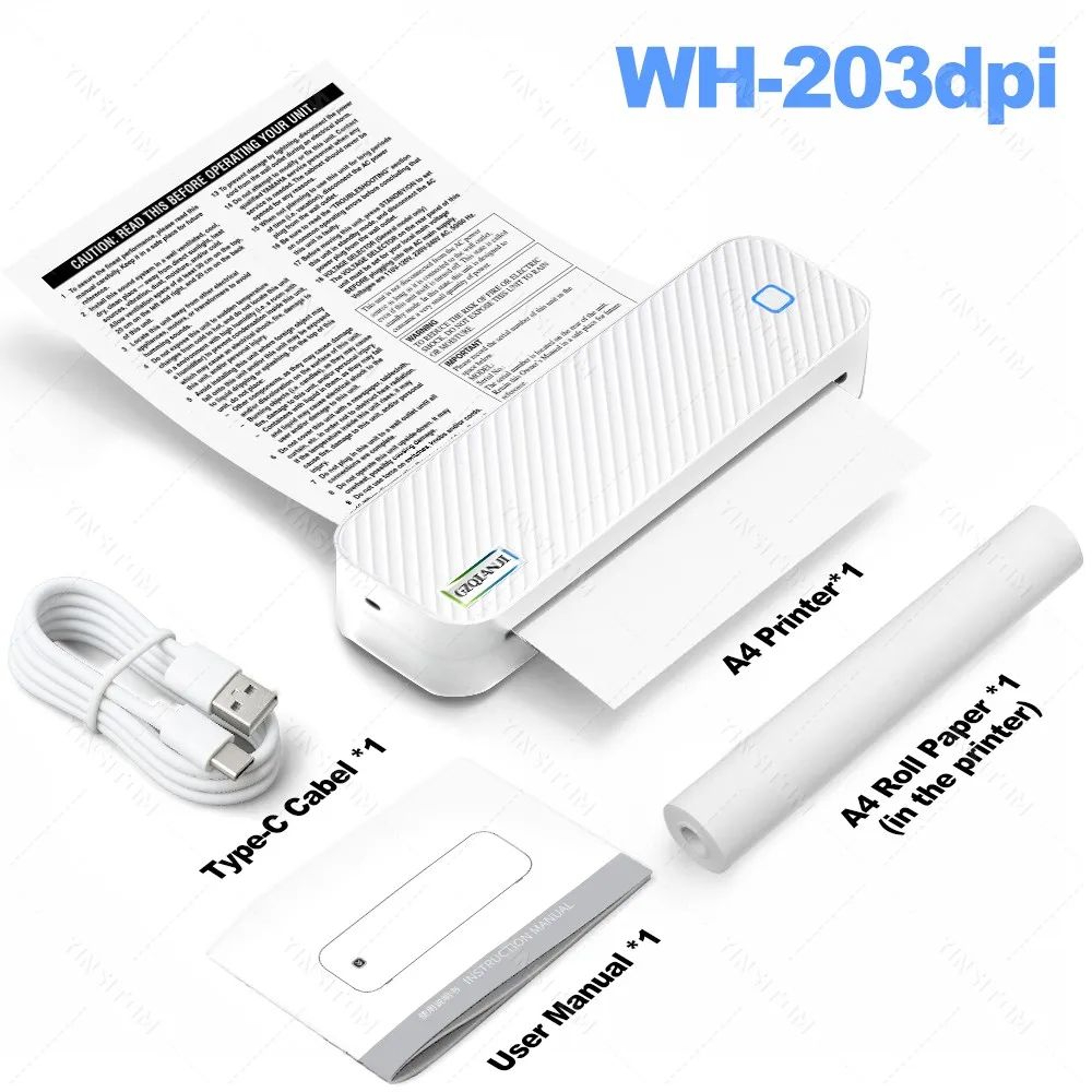 Portable A4 Bluetooth Thermal Printer 300DPI 8