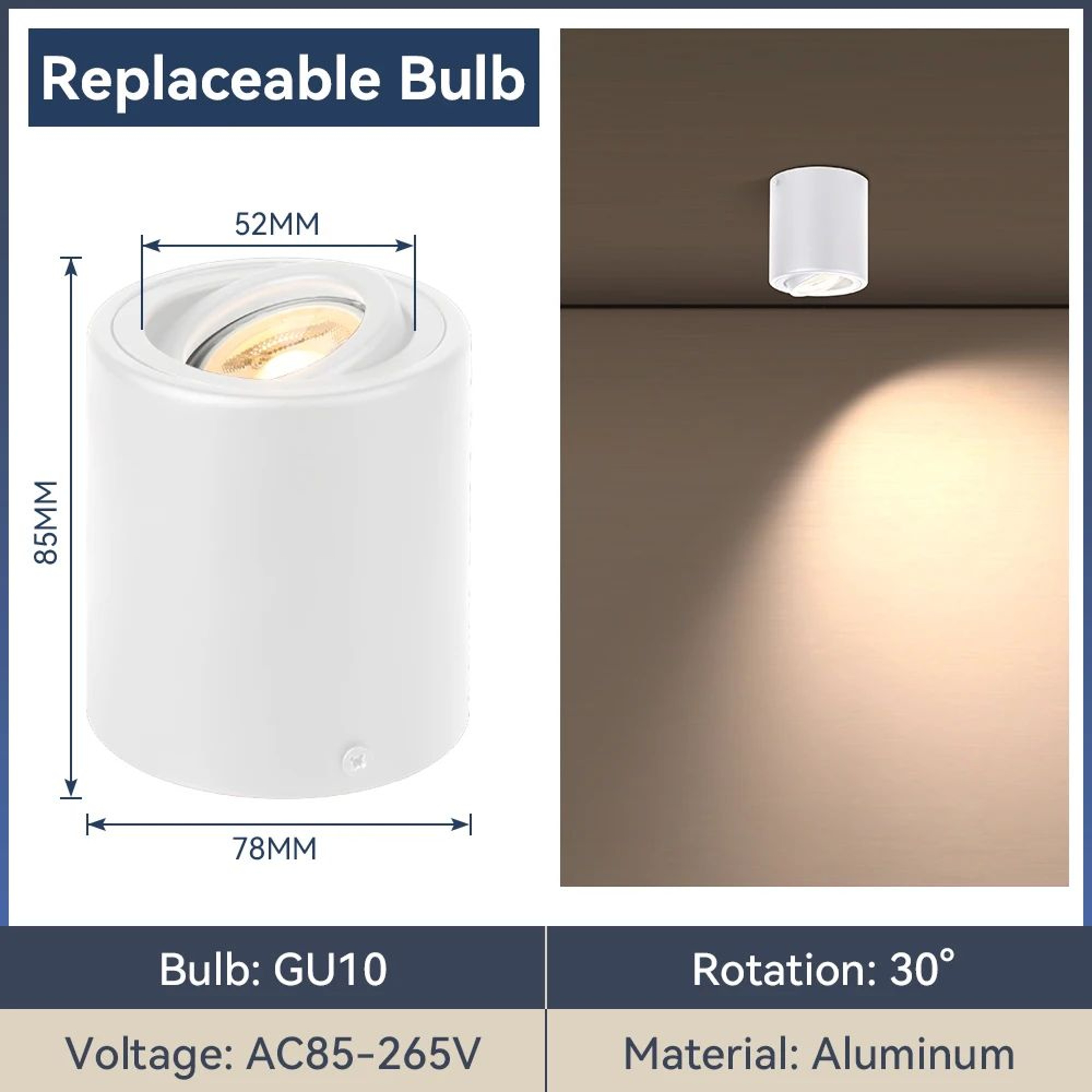 GU10 Surface Mounted LED Ceiling Spotlight 6