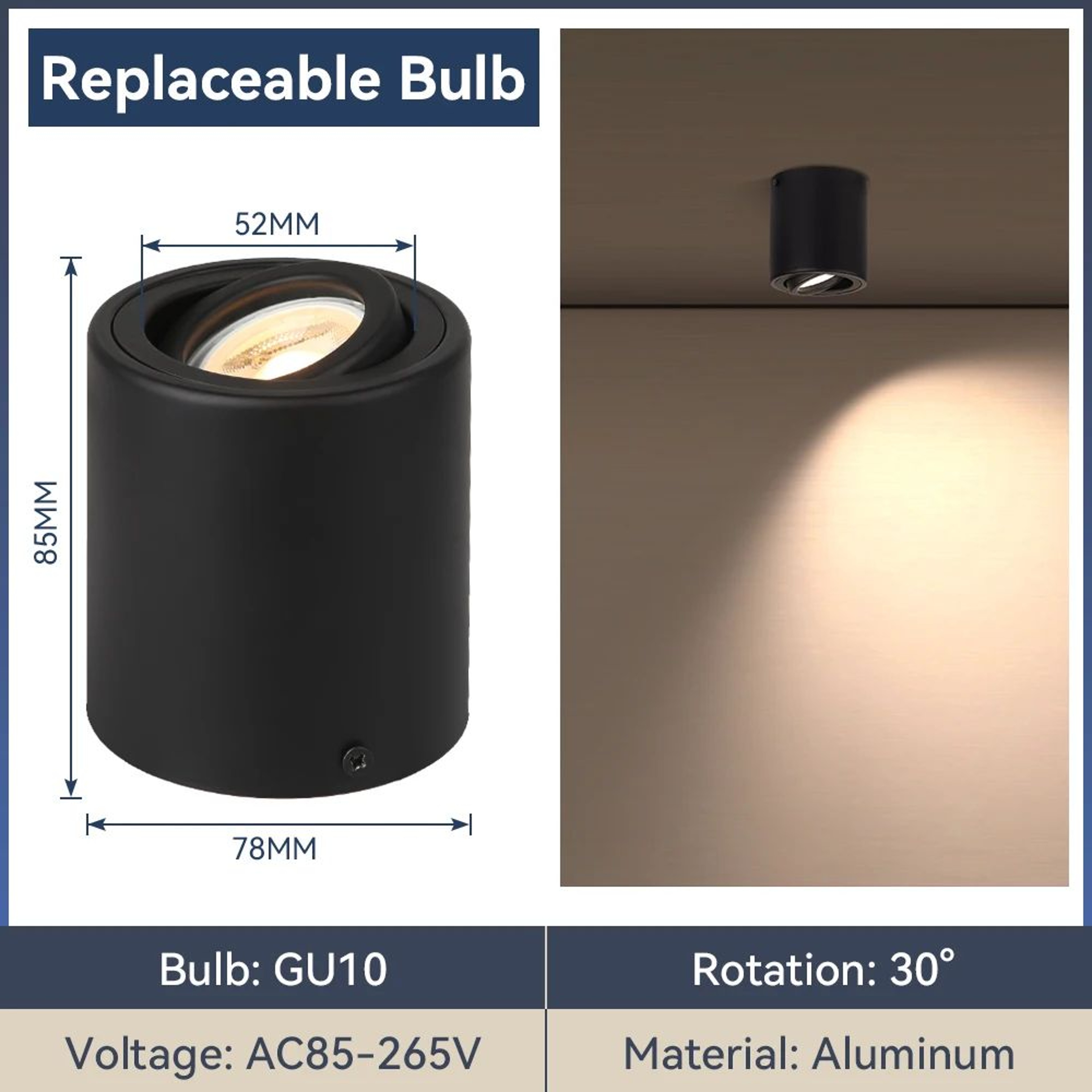 GU10 Surface Mounted LED Ceiling Spotlight 9