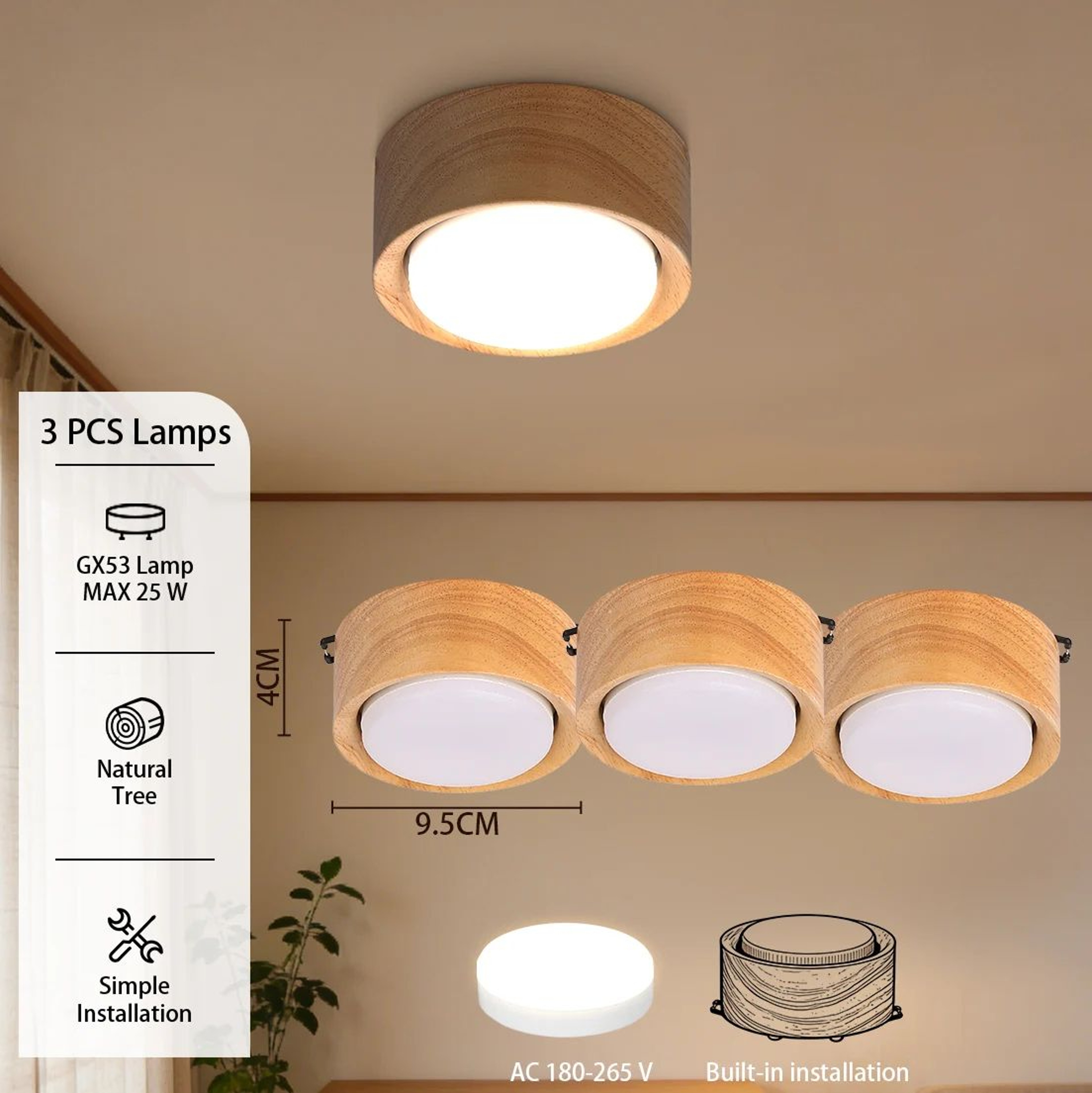 Solid Wood LED Ceiling Spotlight 11