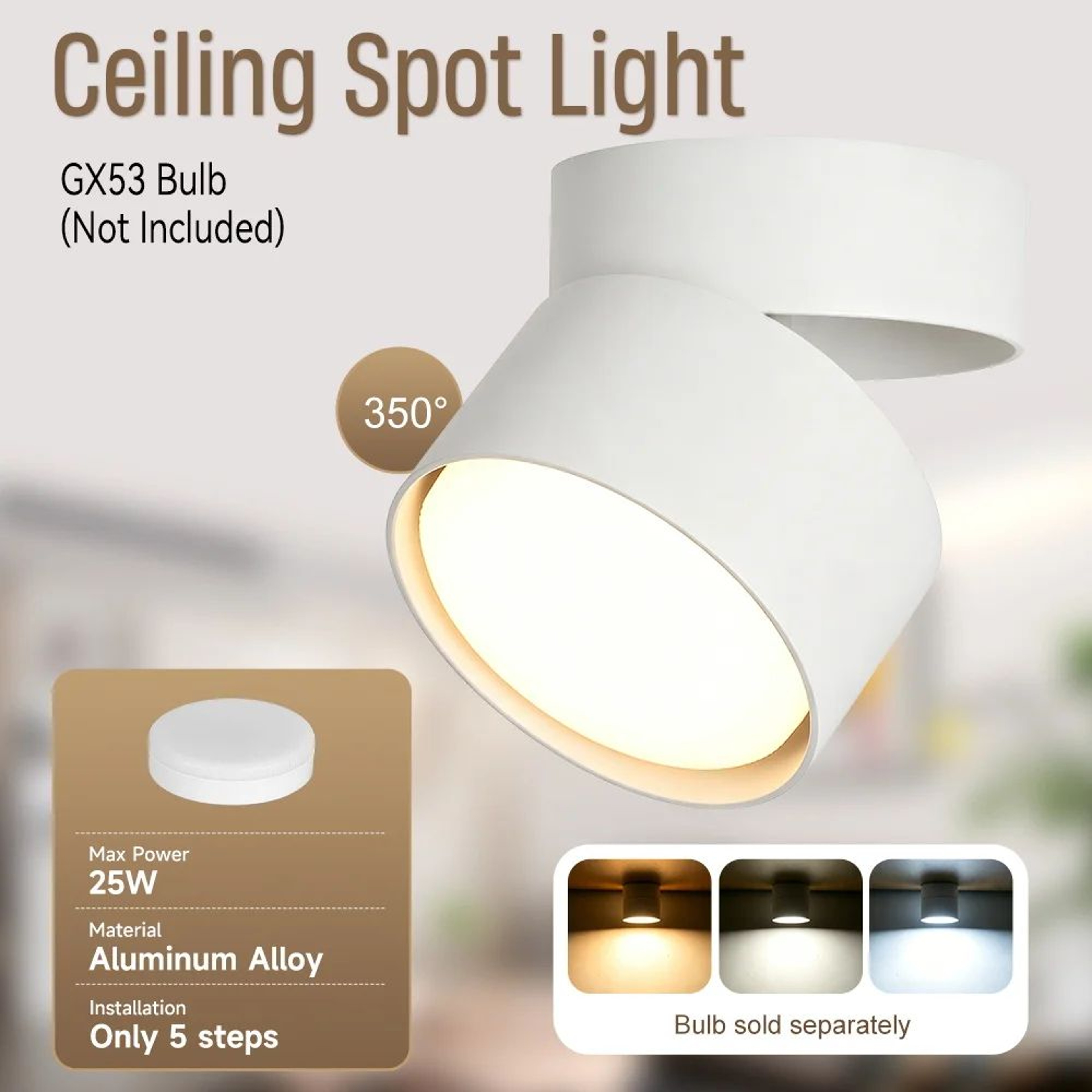 Rotating GX53 LED Ceiling Spotlight 9