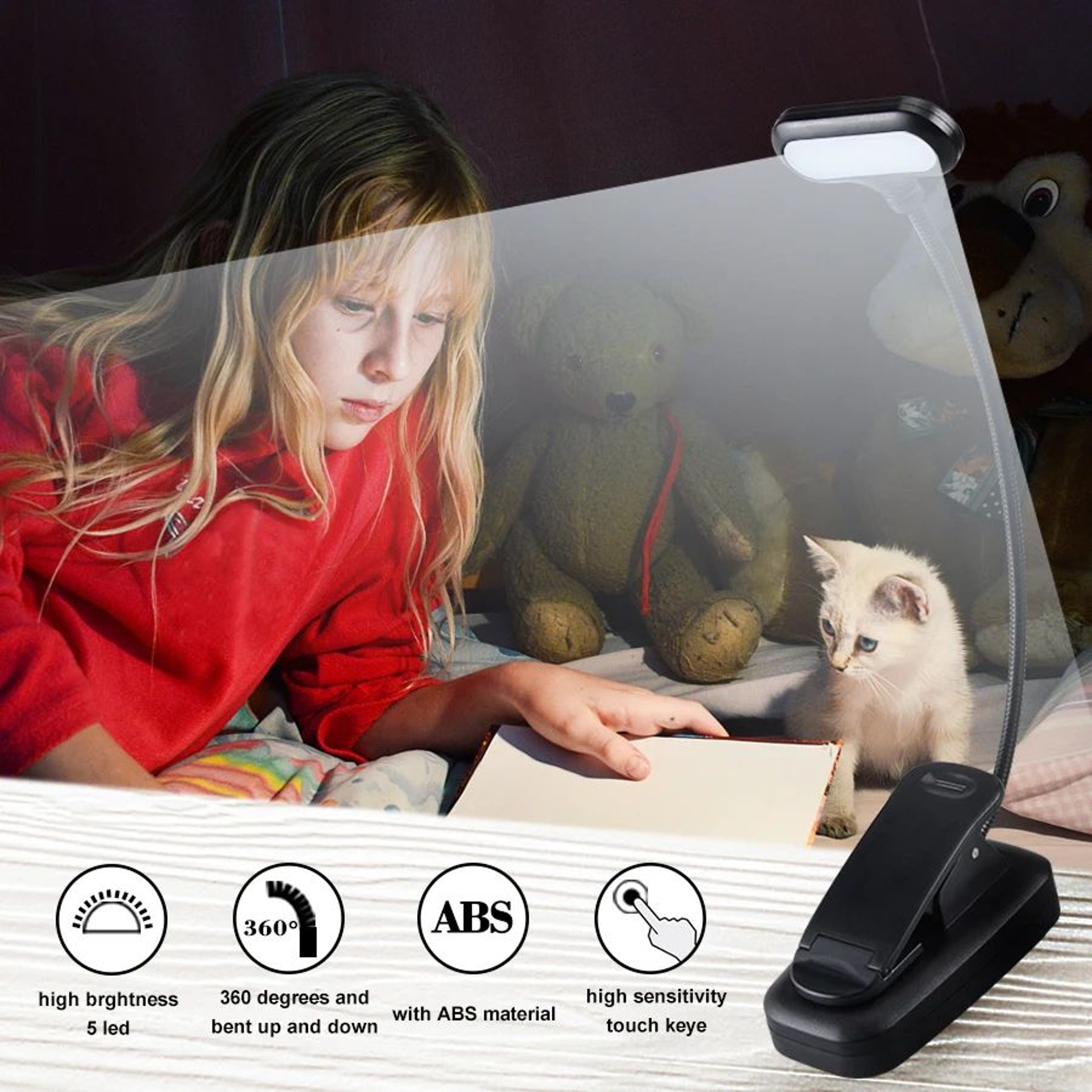 Mini Adjustable LED Clip On Reading Light 5