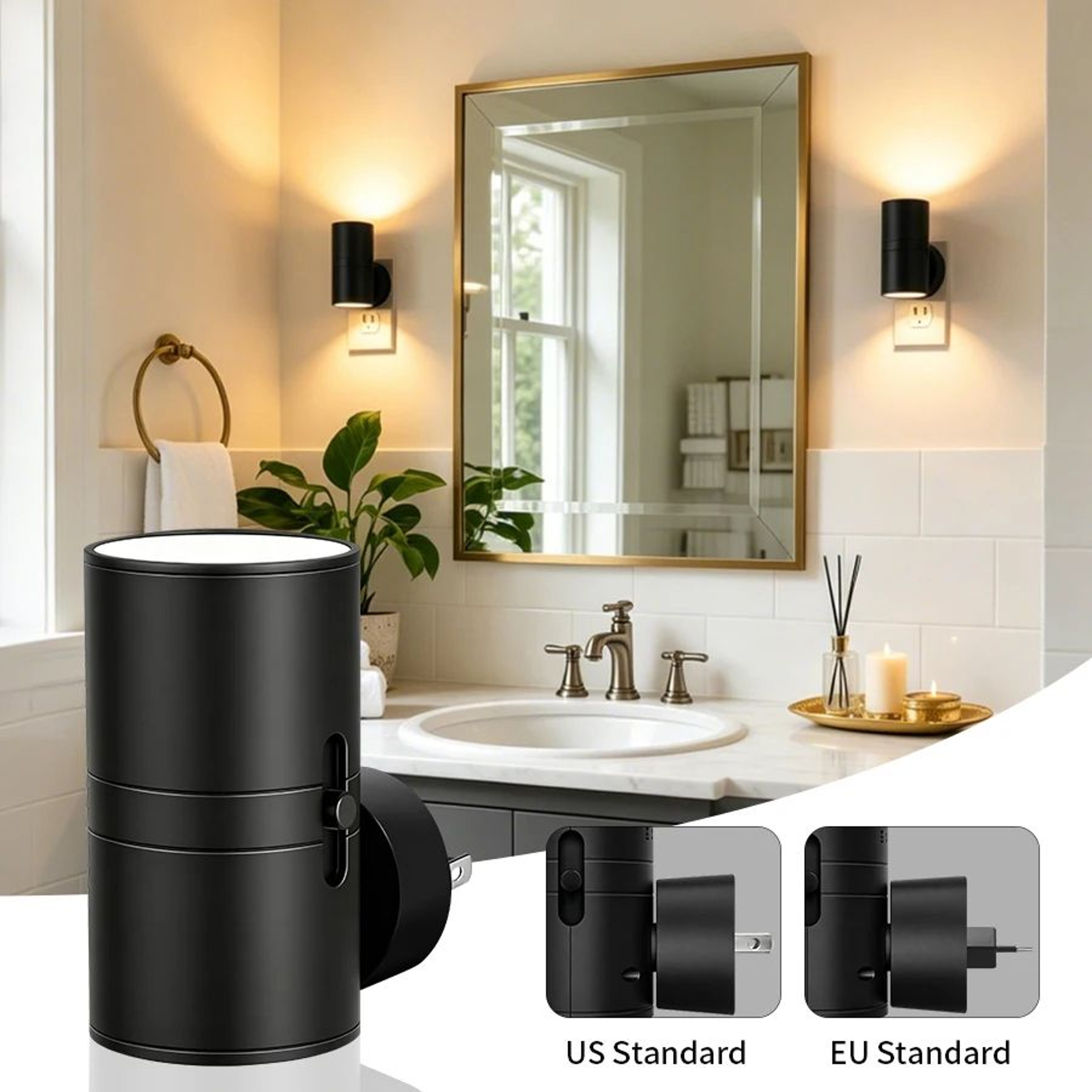 LED Plug In Wall Sconce With Dusk To Dawn Sensor 0