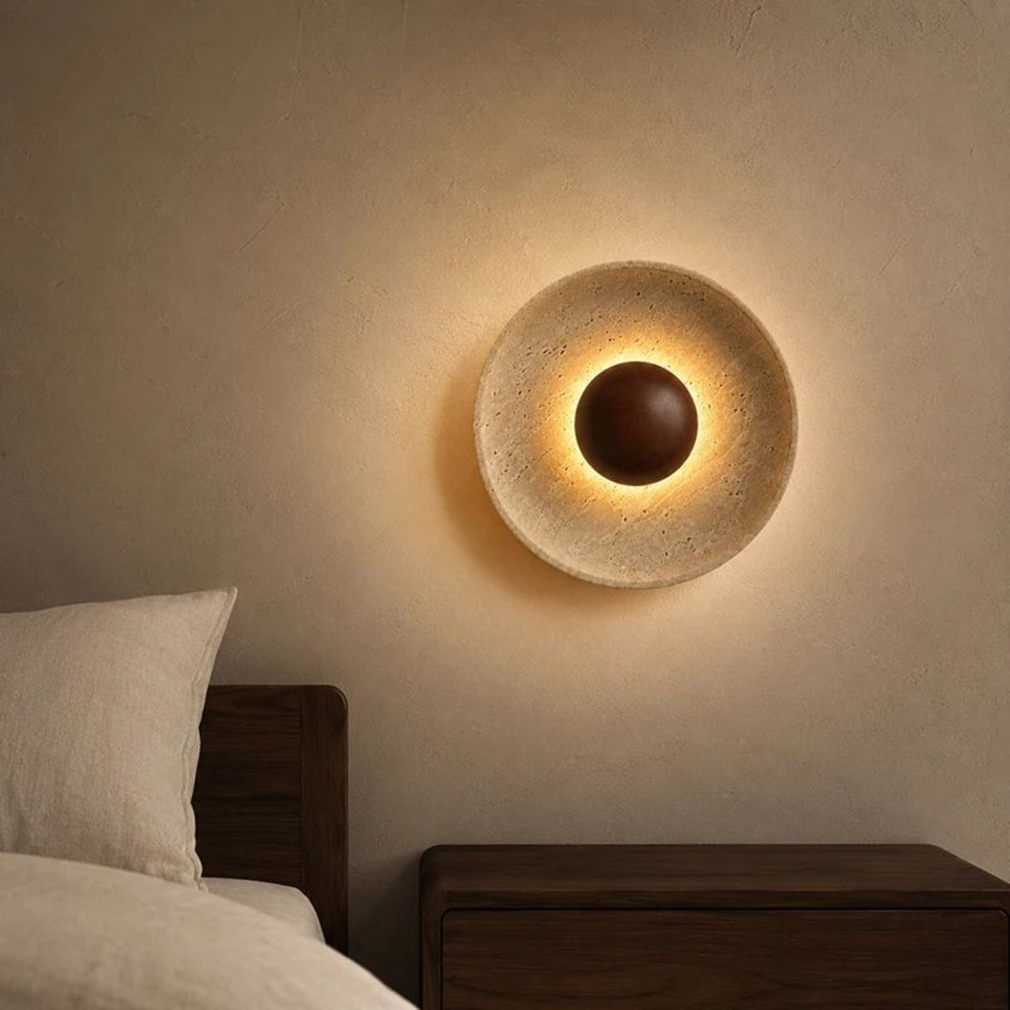 Natural Travertine Stone LED Wall Lamp 0