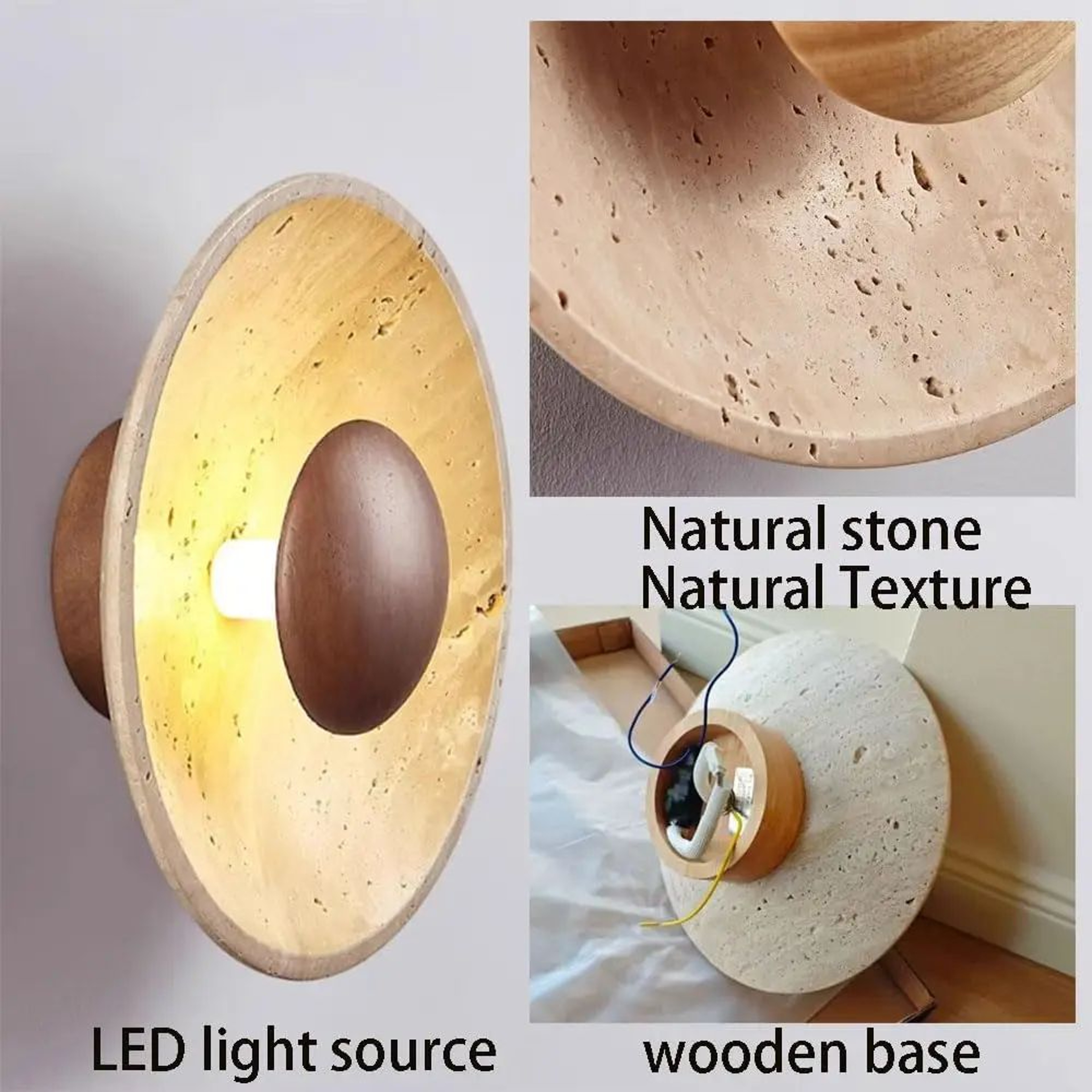 Natural Travertine Stone LED Wall Lamp 3