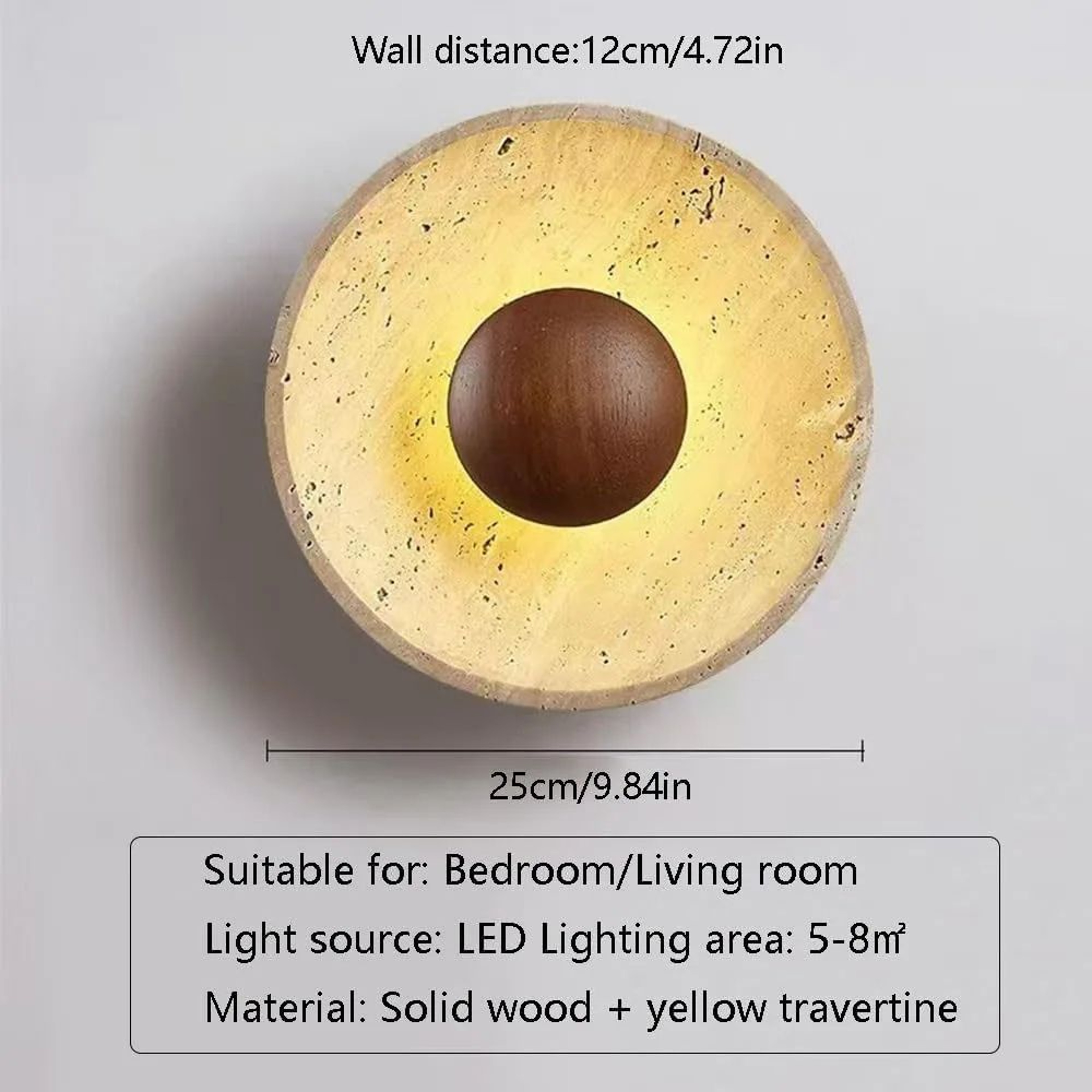 Natural Travertine Stone LED Wall Lamp 6