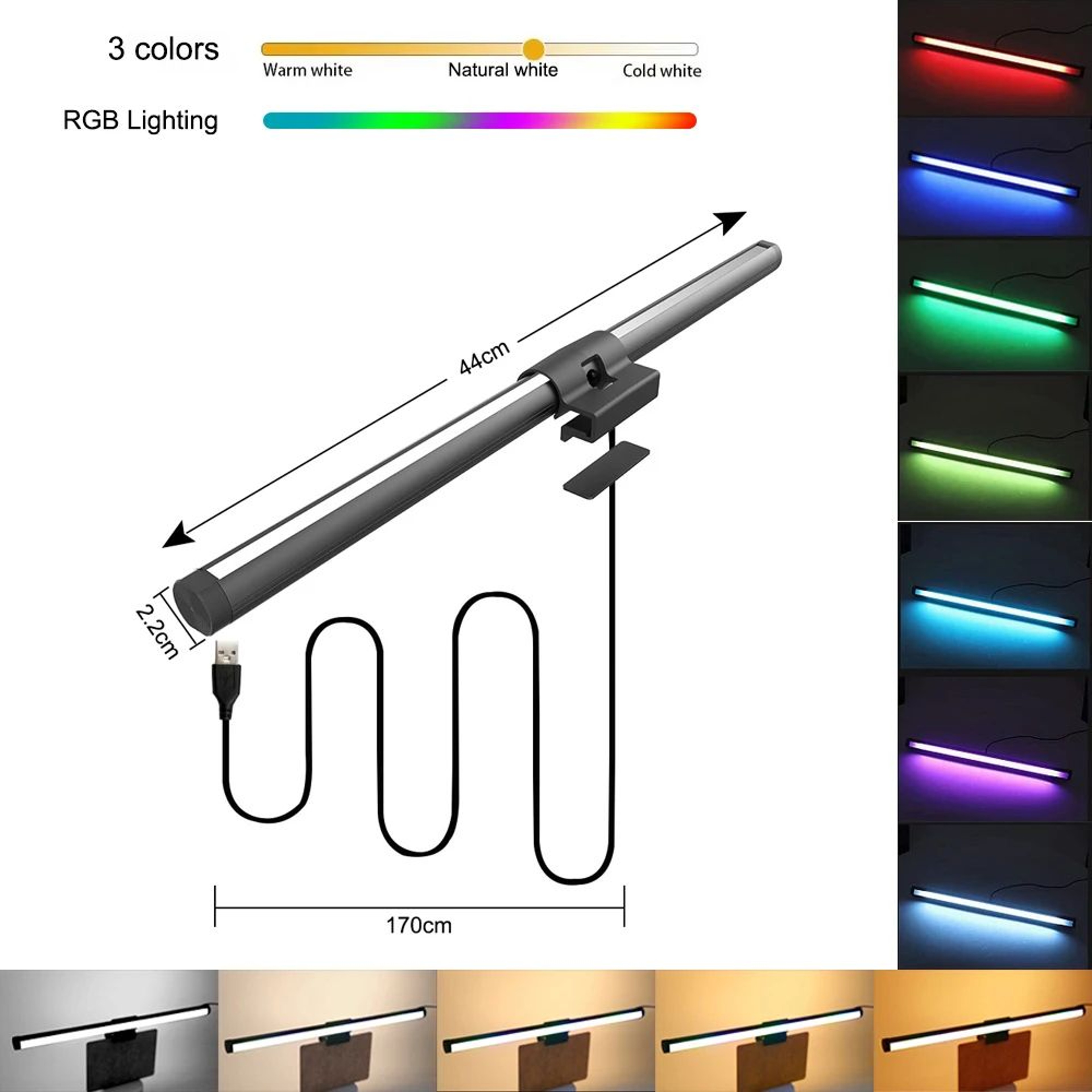 RGB Dimmable LED Monitor Light Bar 8