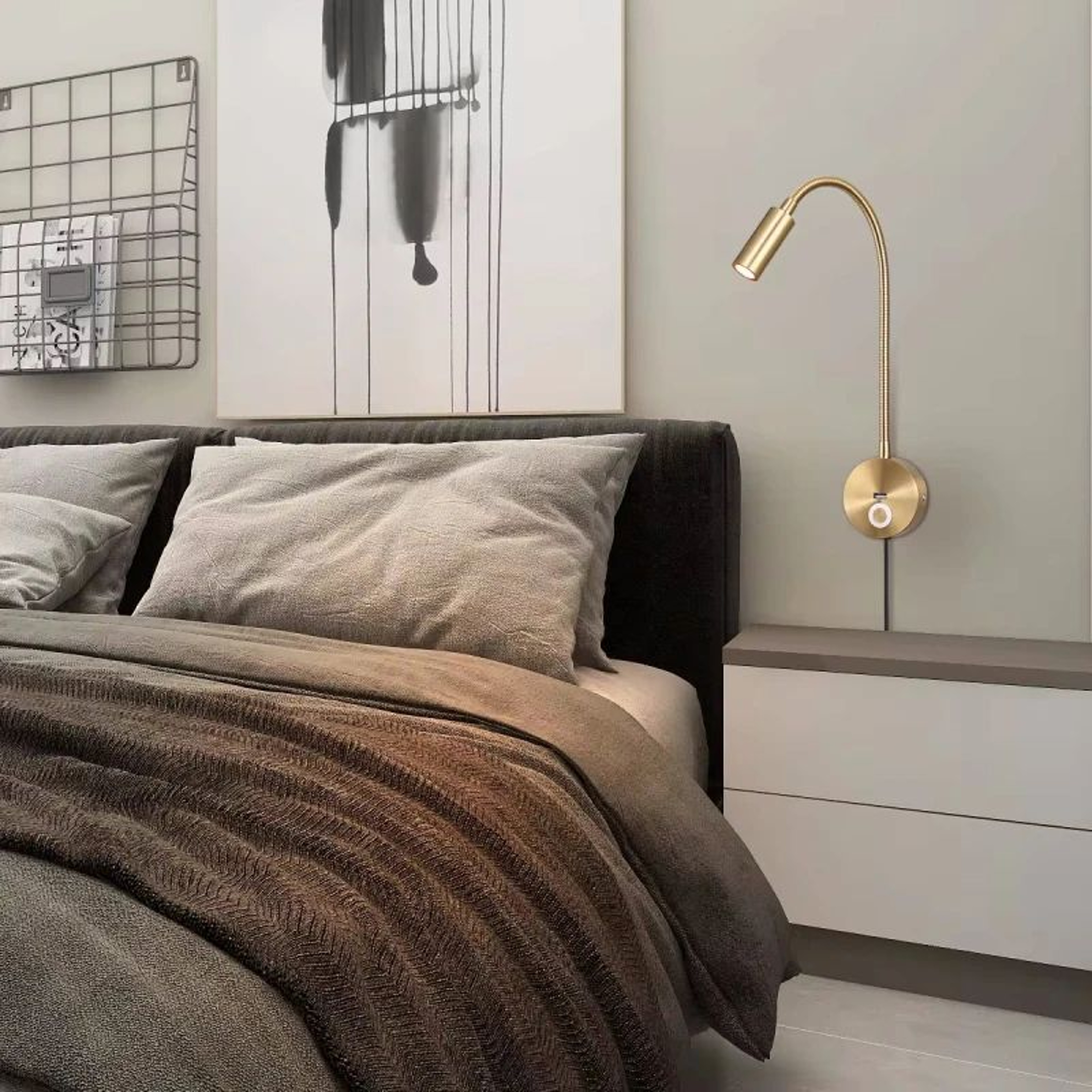 Gold Gooseneck LED Reading Wall Lamp 2