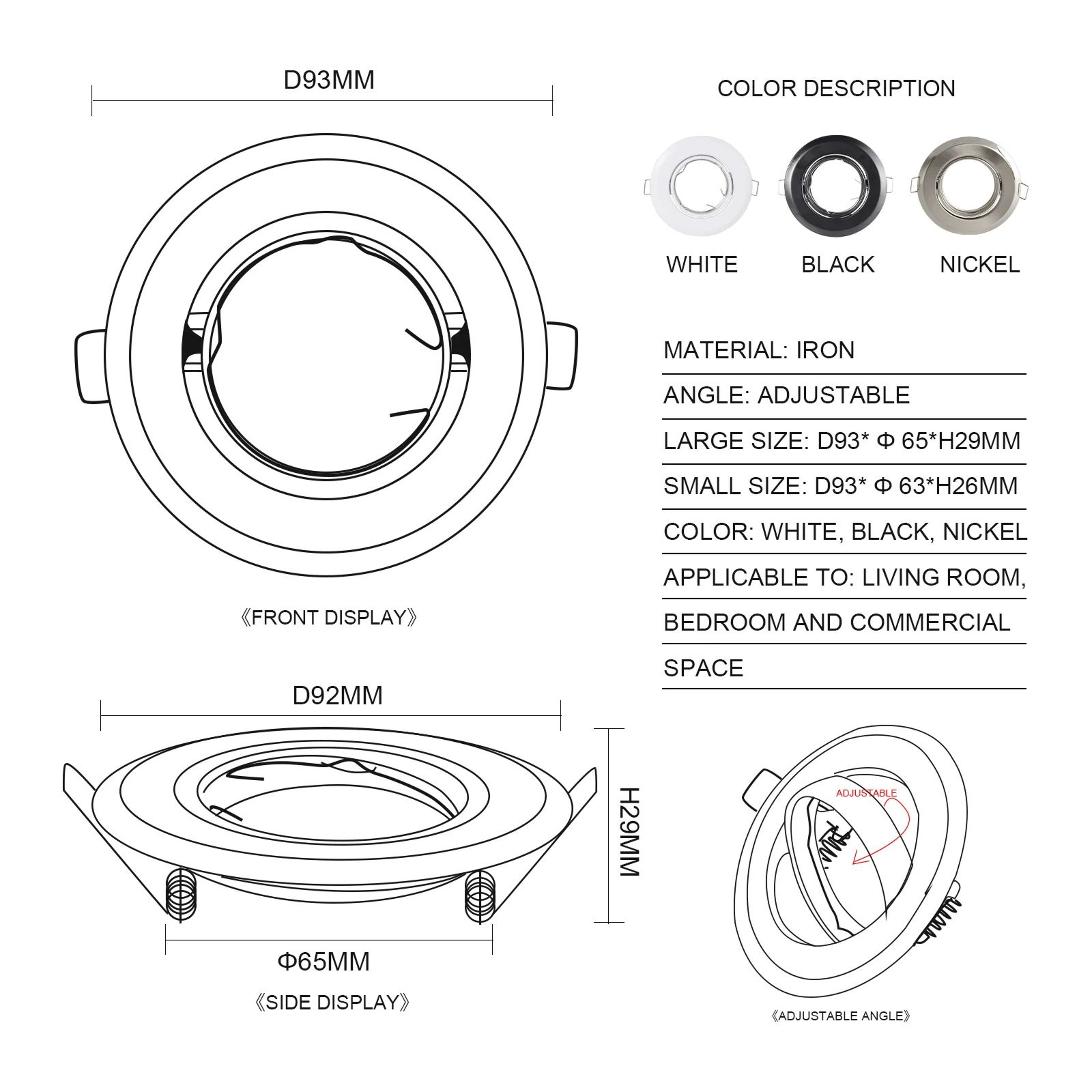 GU10 MR16 Recessed Ceiling Spotlight Frames 10 Pack 1