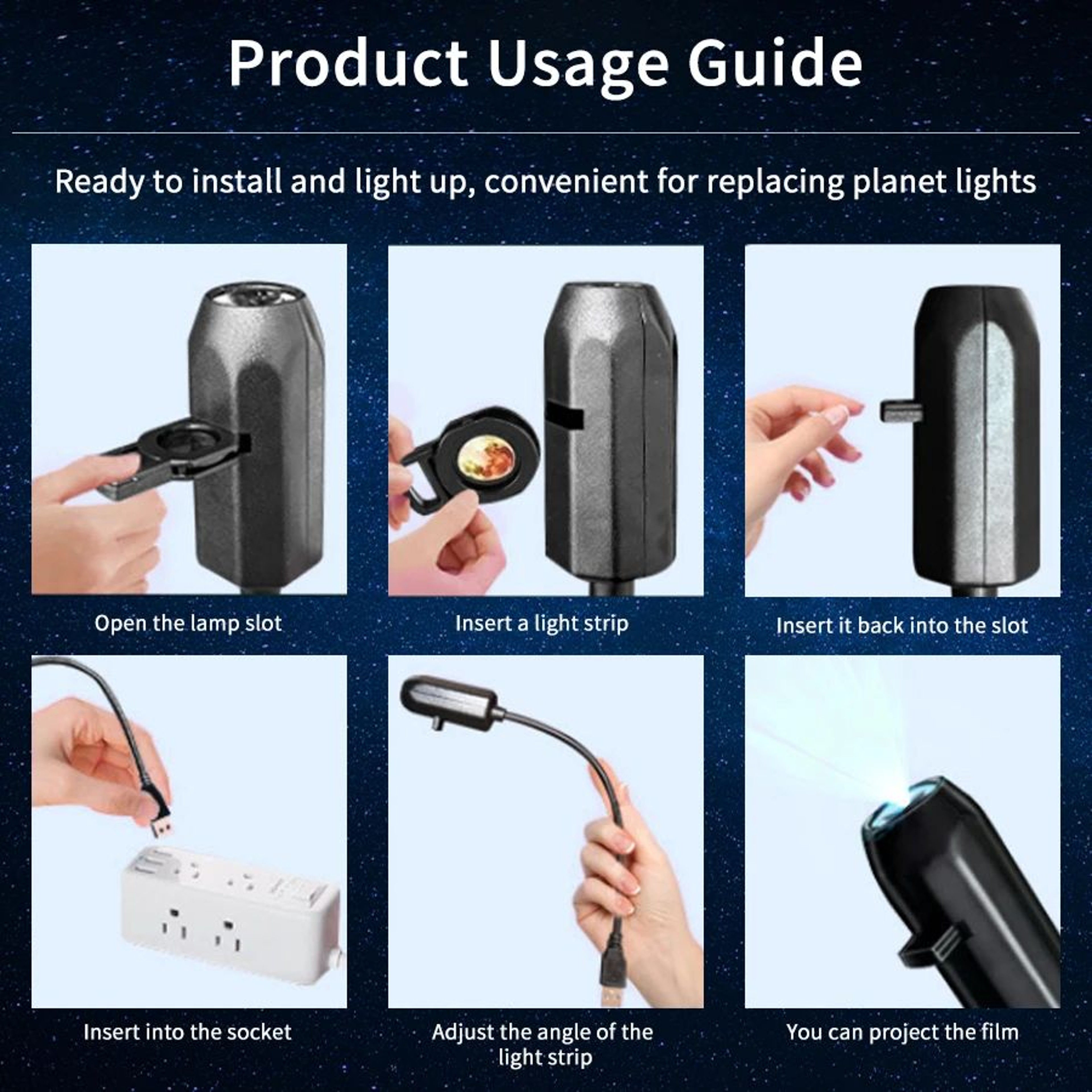 360 Degree USB Planet Projection Night Light 4