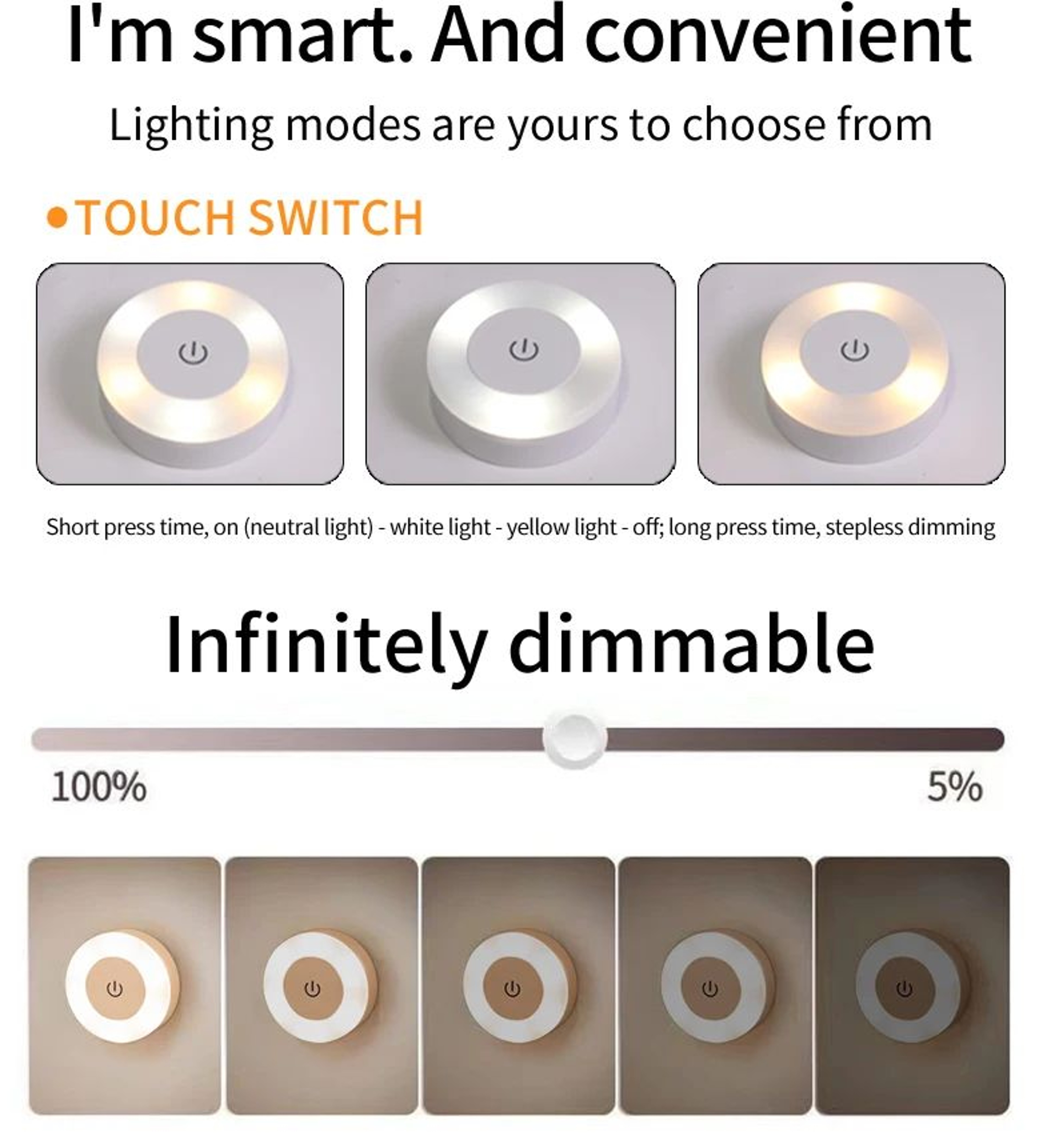 USB Rechargeable Touch Dimming Closet Light 2