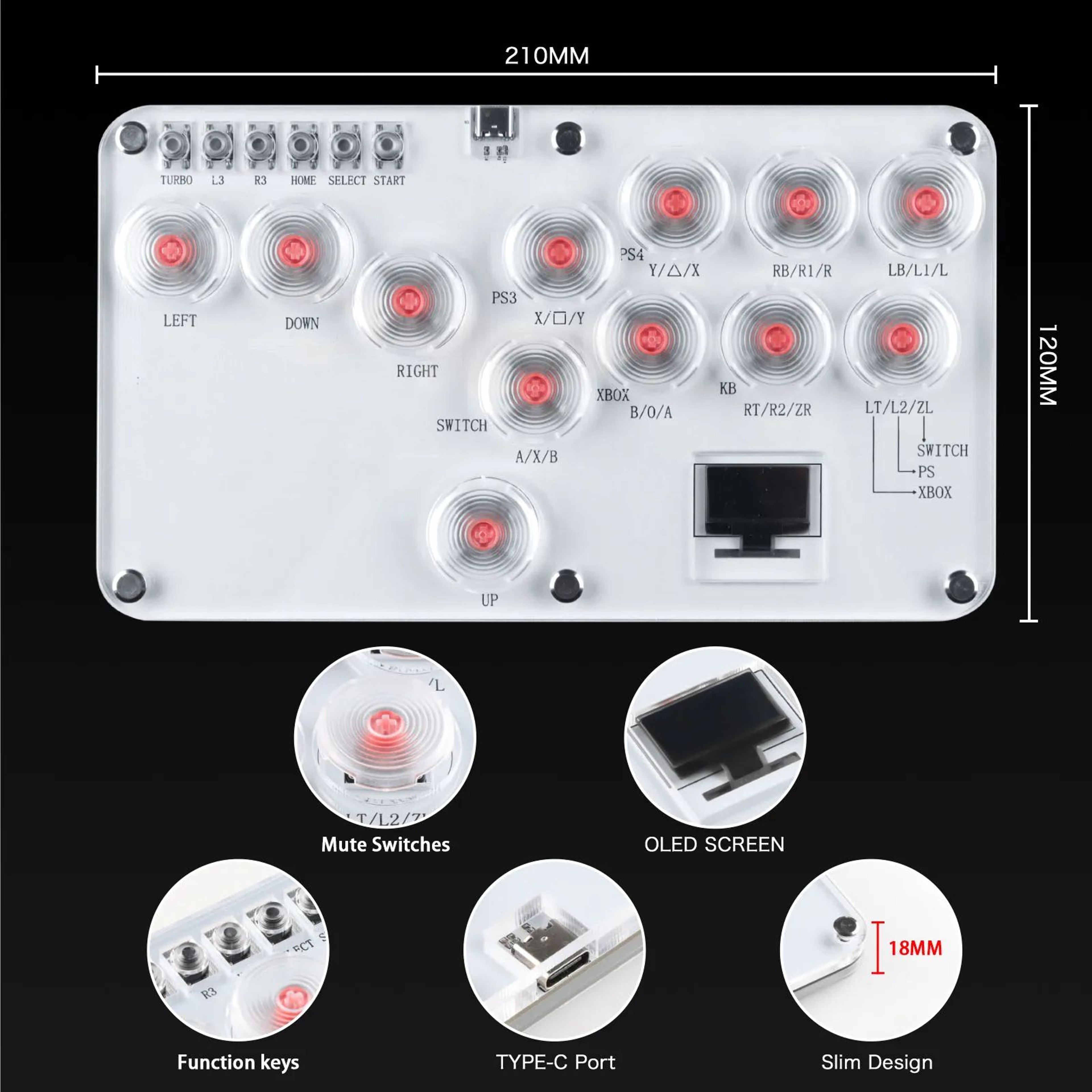 12 Button Leverless Arcade Fighting Game Controller 3