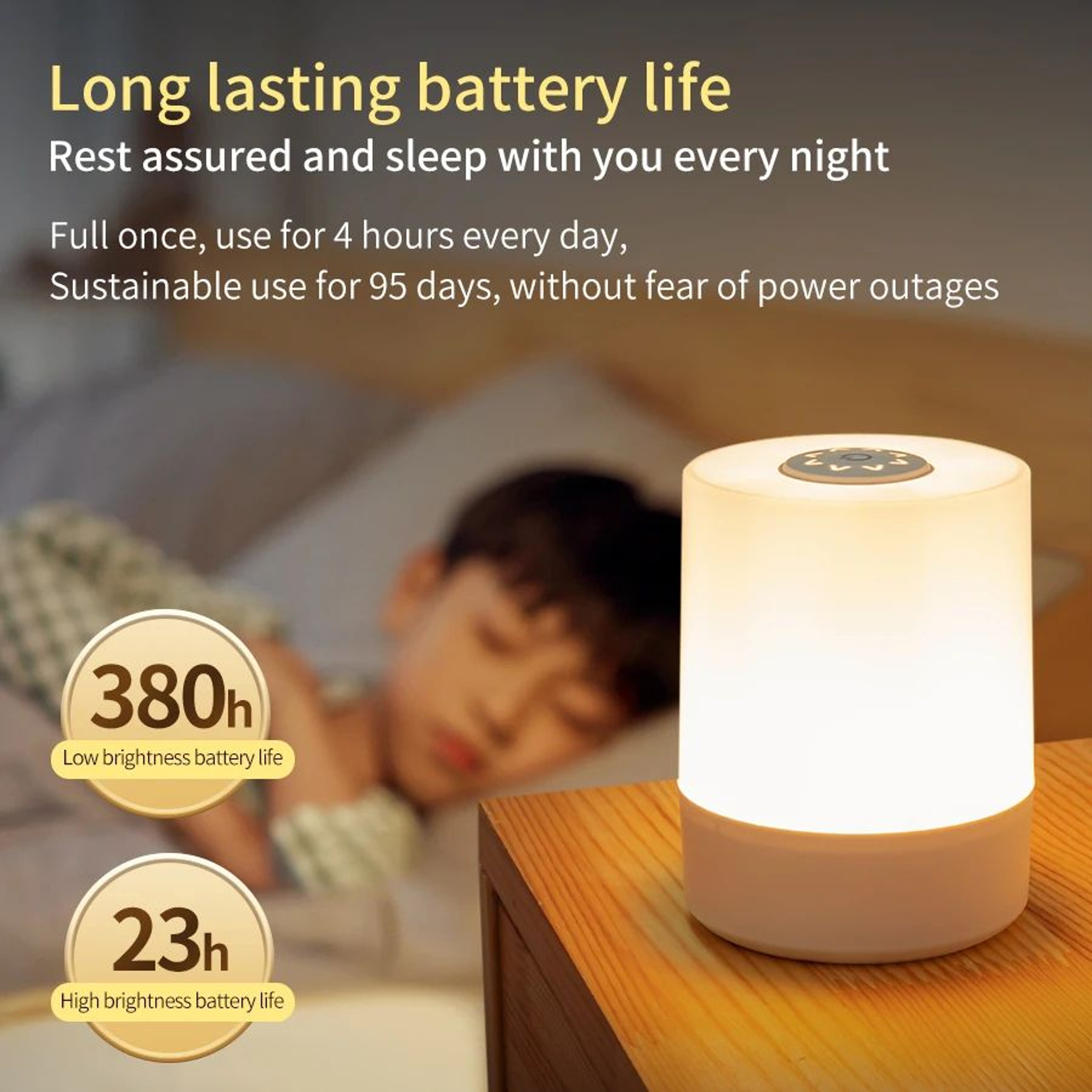 Rechargeable Touch Bedside Lamp With Alarm Clock 2