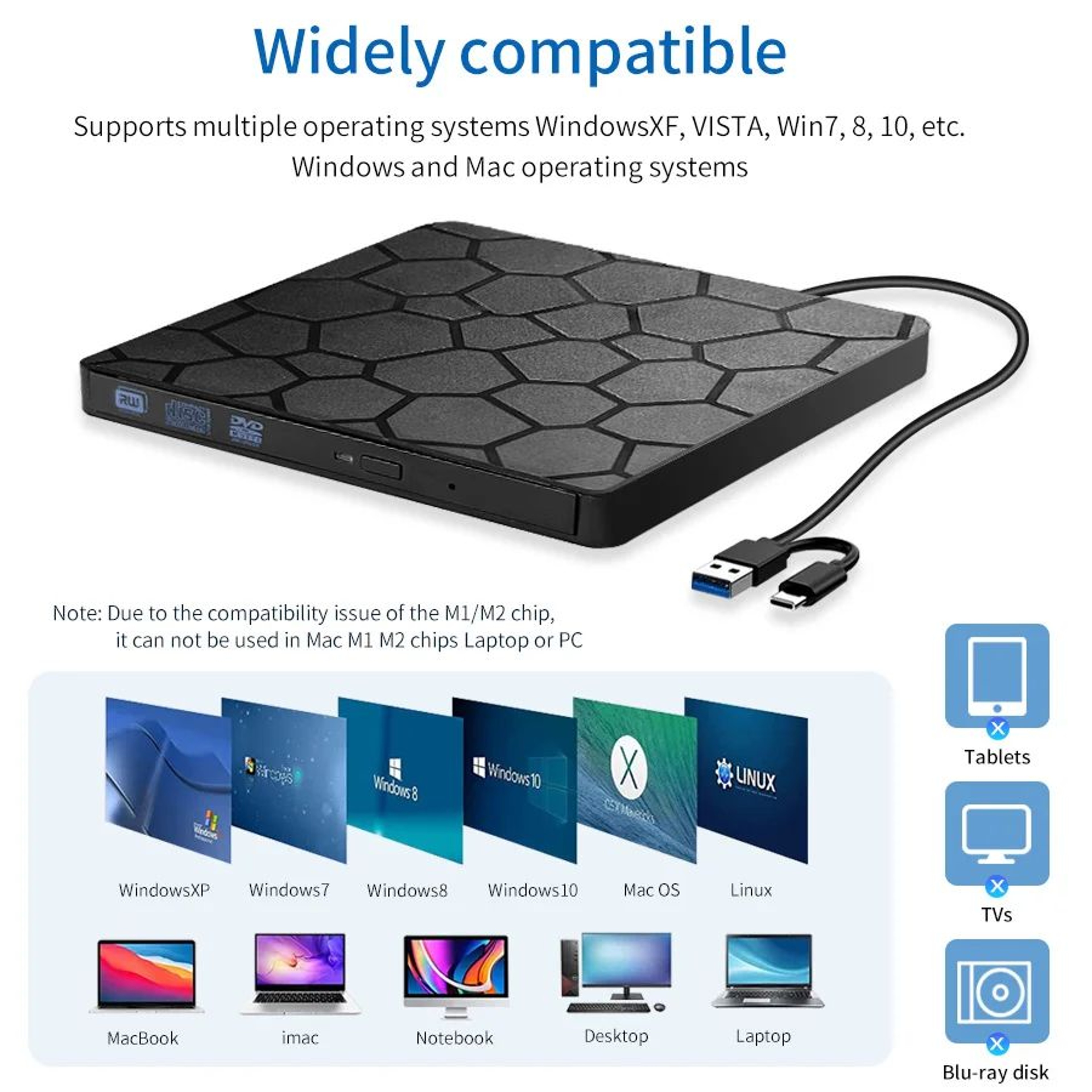 Slim USB 30 Type C External DVD CD Drive 2