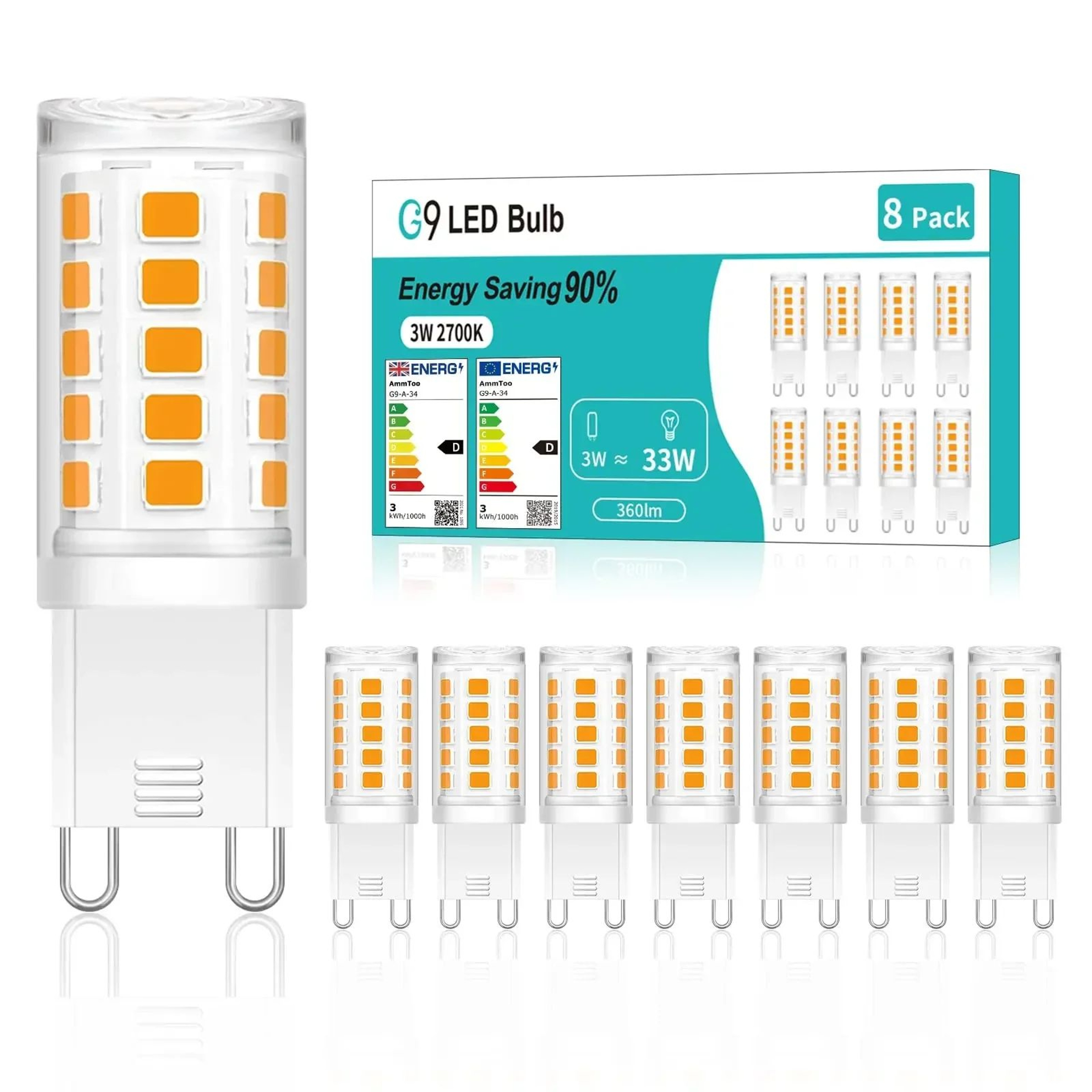 3W G9 LED Light Bulbs For Chandeliers 3 Or 8 Pack 9