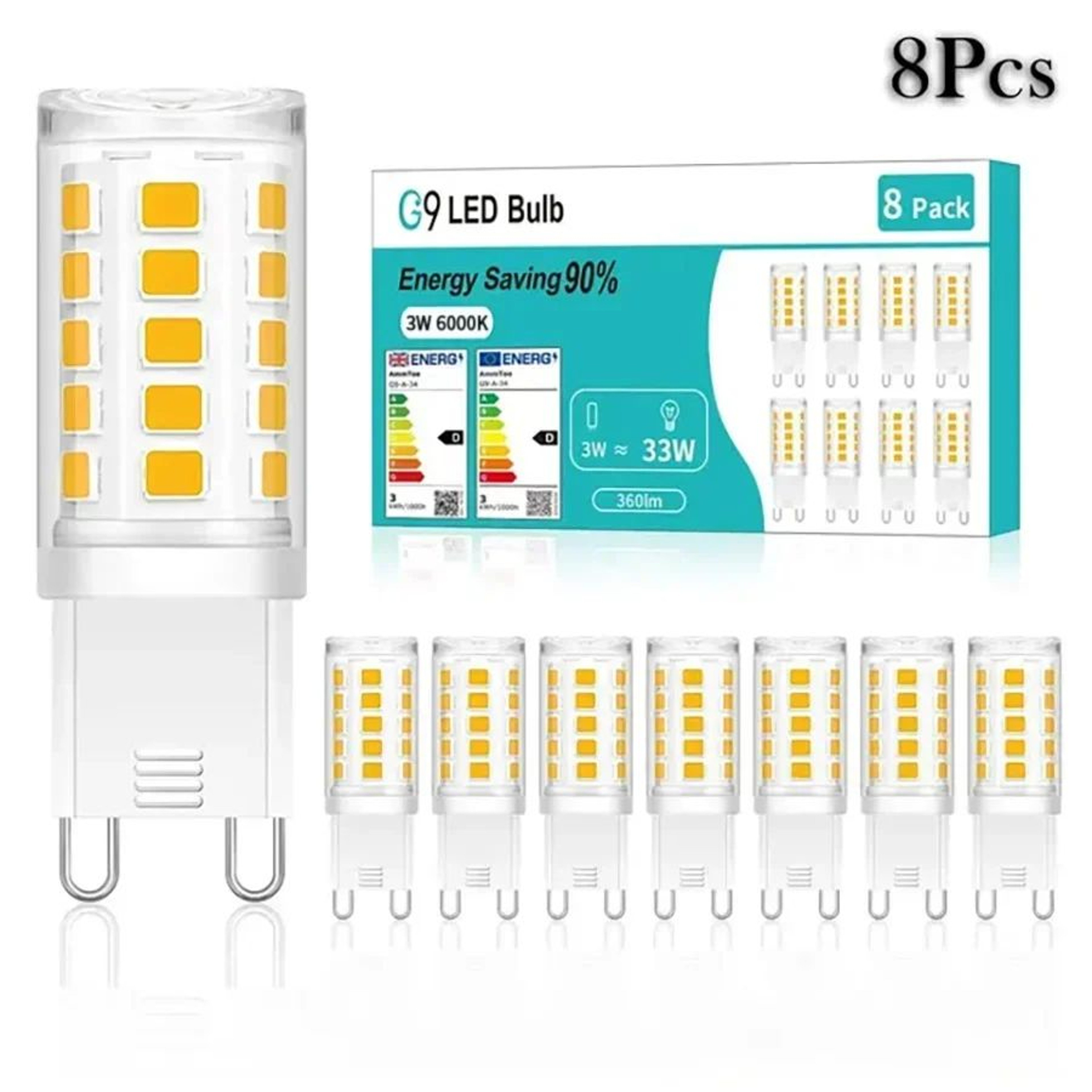 3W G9 LED Light Bulbs For Chandeliers 3 Or 8 Pack 8