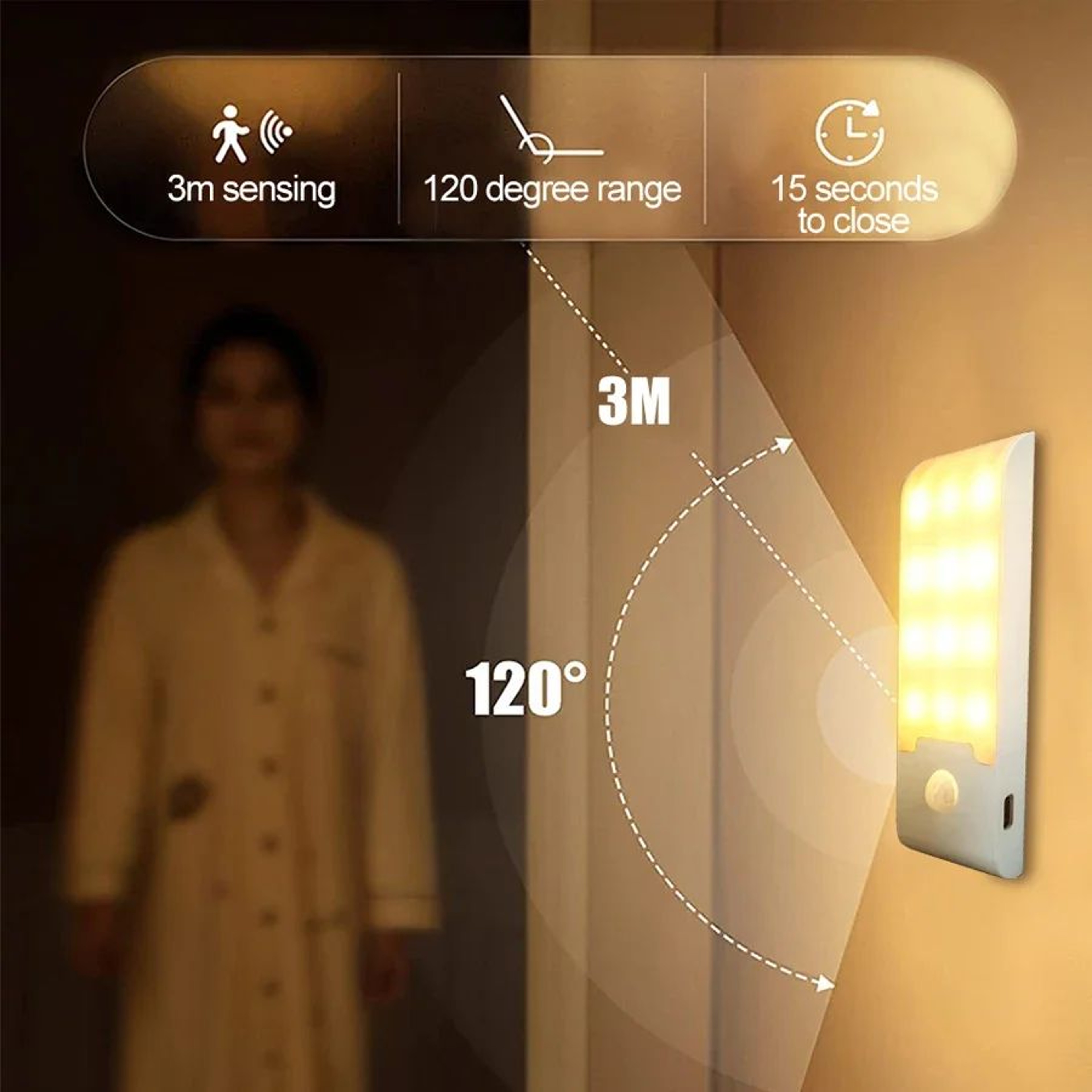 12 LED Rechargeable Magnetic Motion Sensor Cabinet Light 3