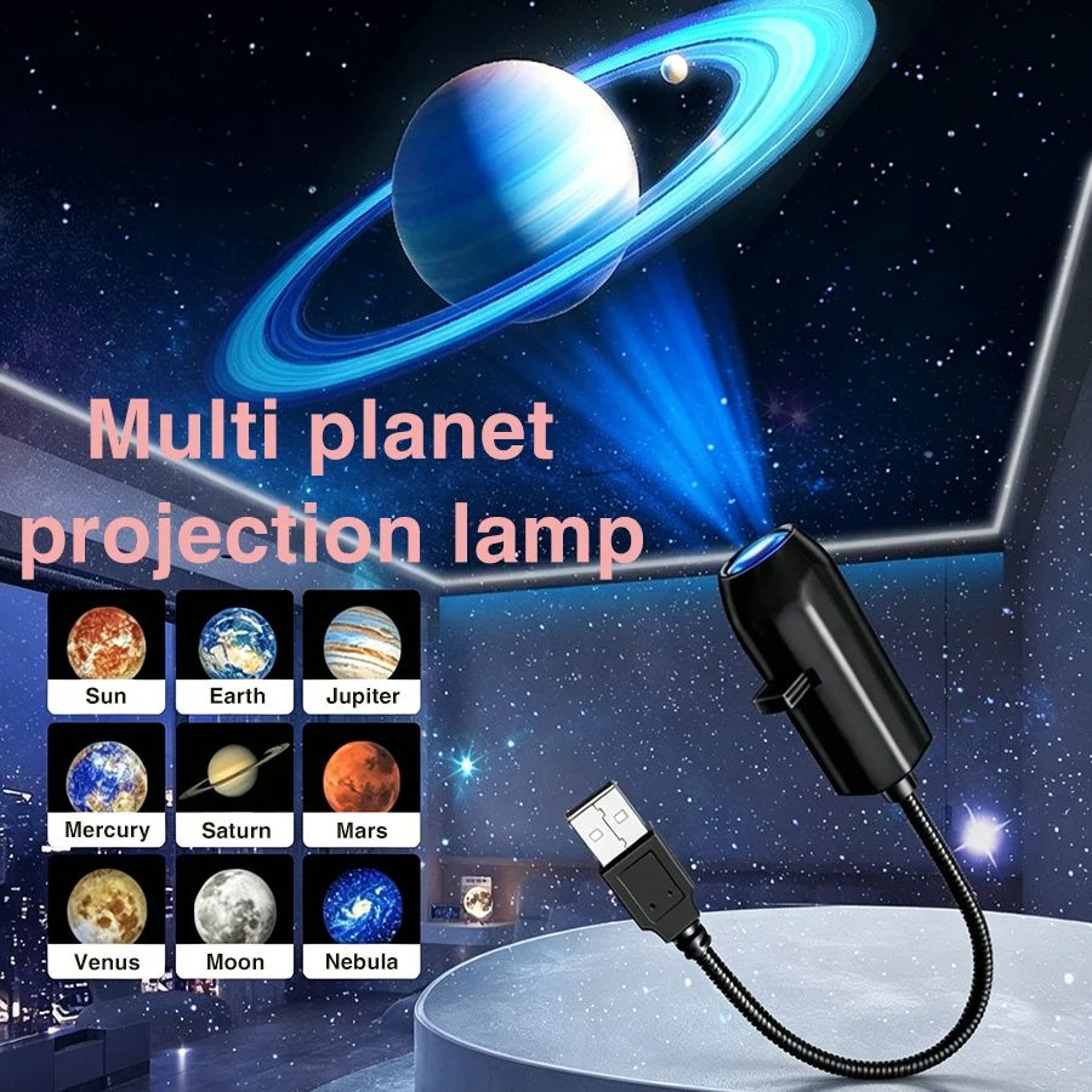 360 Degree USB Planet Starry Sky Projector Light 0